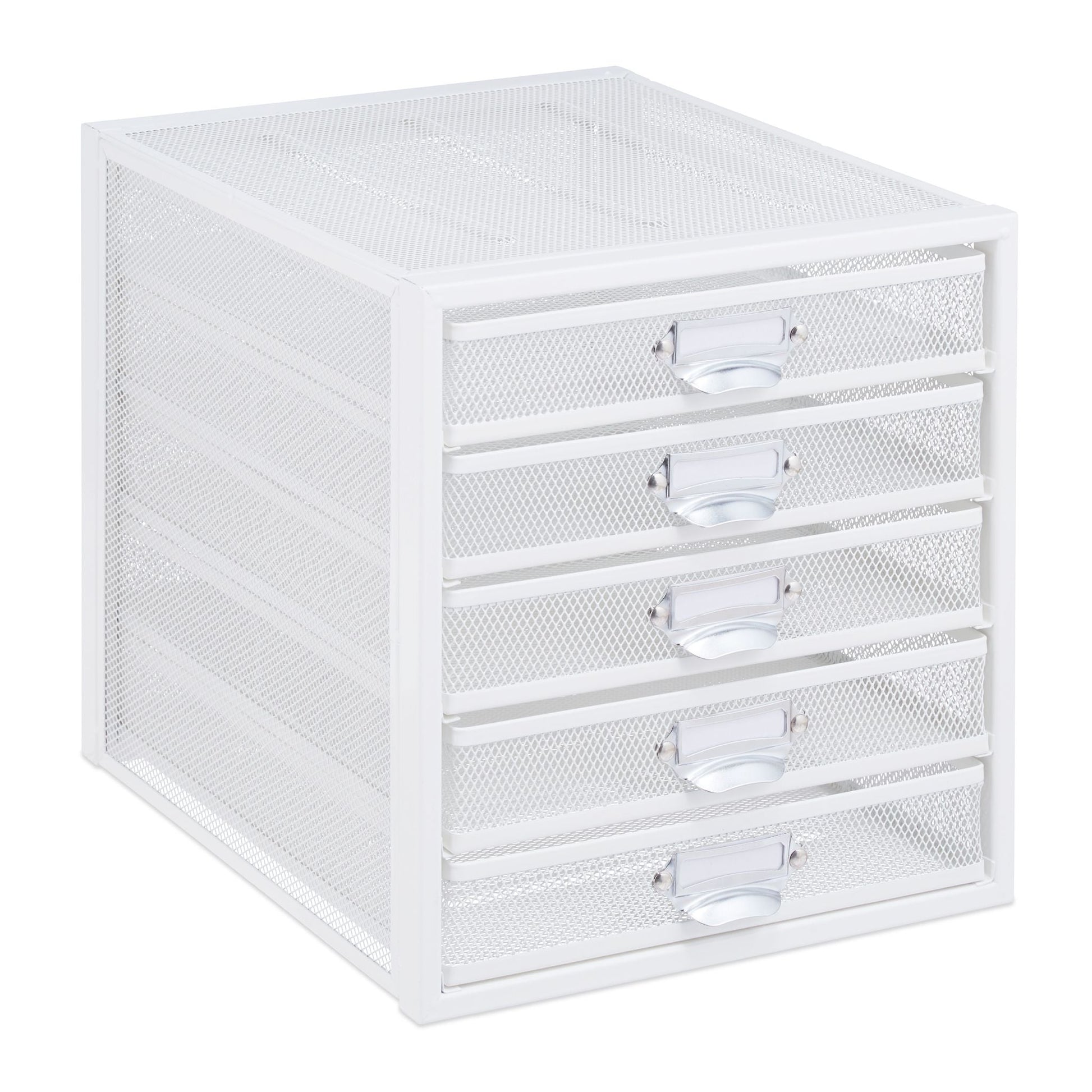 Schubladenbox mit 5 Schubfächern Weiss von Relaxdays