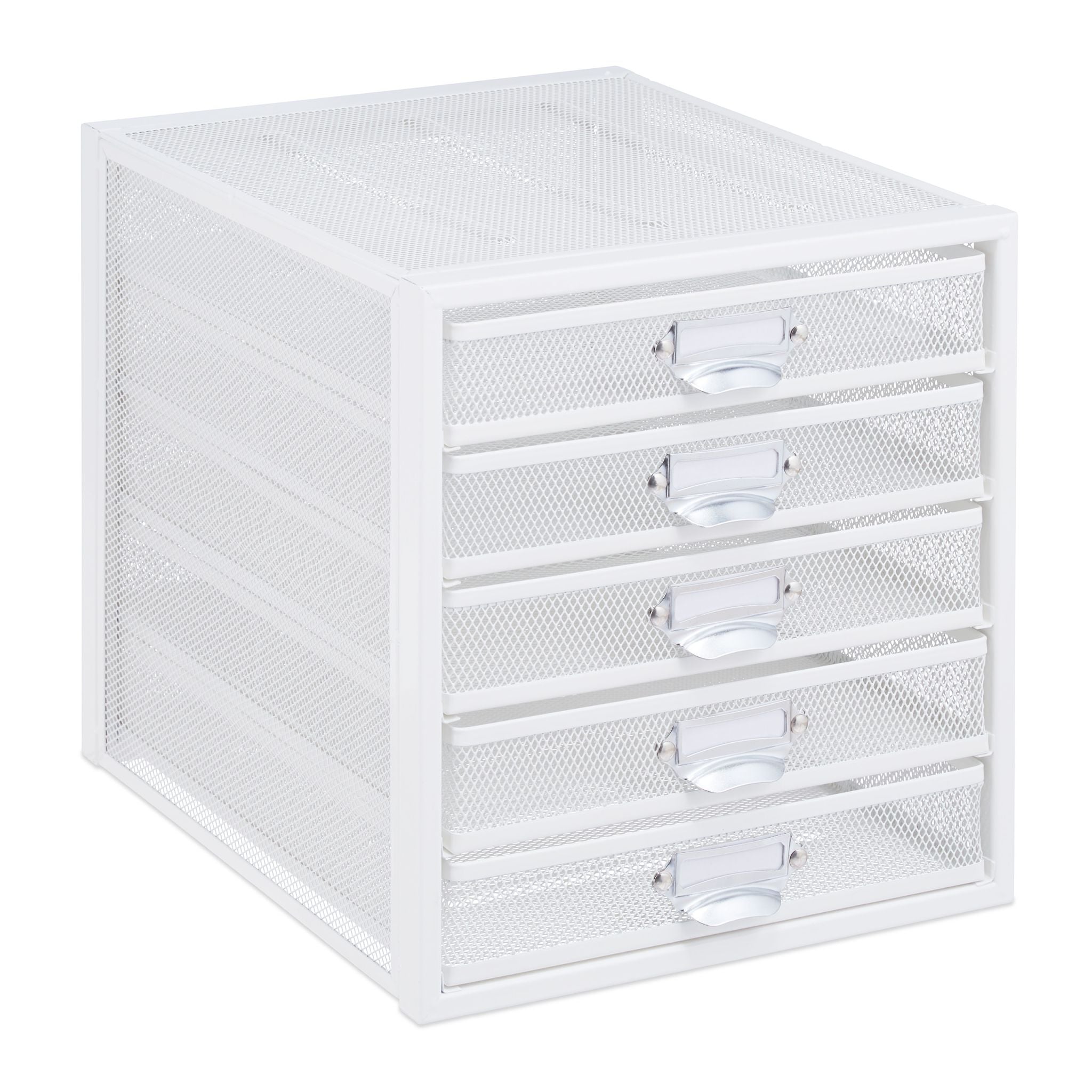 Schubladenbox mit 5 Schubfächern Weiss von Relaxdays