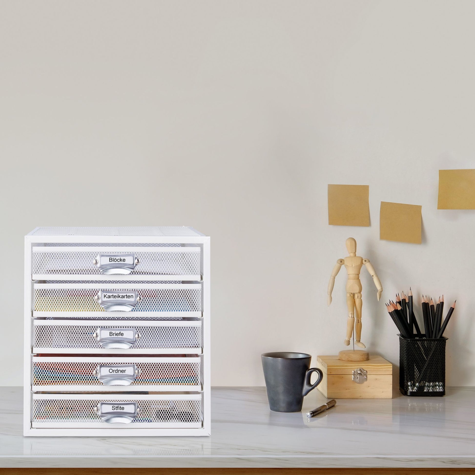 Schubladenbox mit 5 Schubfächern Weiss von Relaxdays