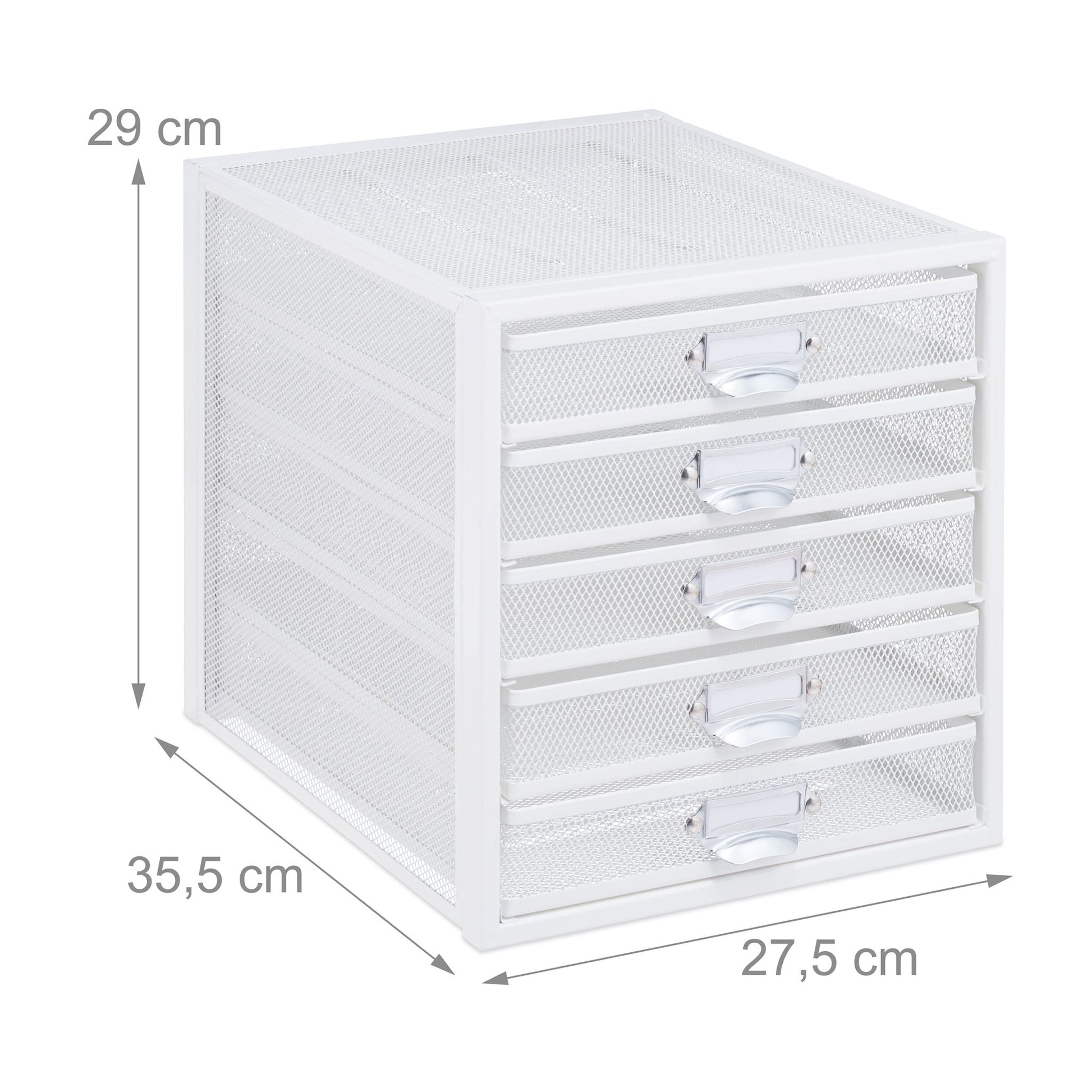 Schubladenbox mit 5 Schubfächern Weiss von Relaxdays