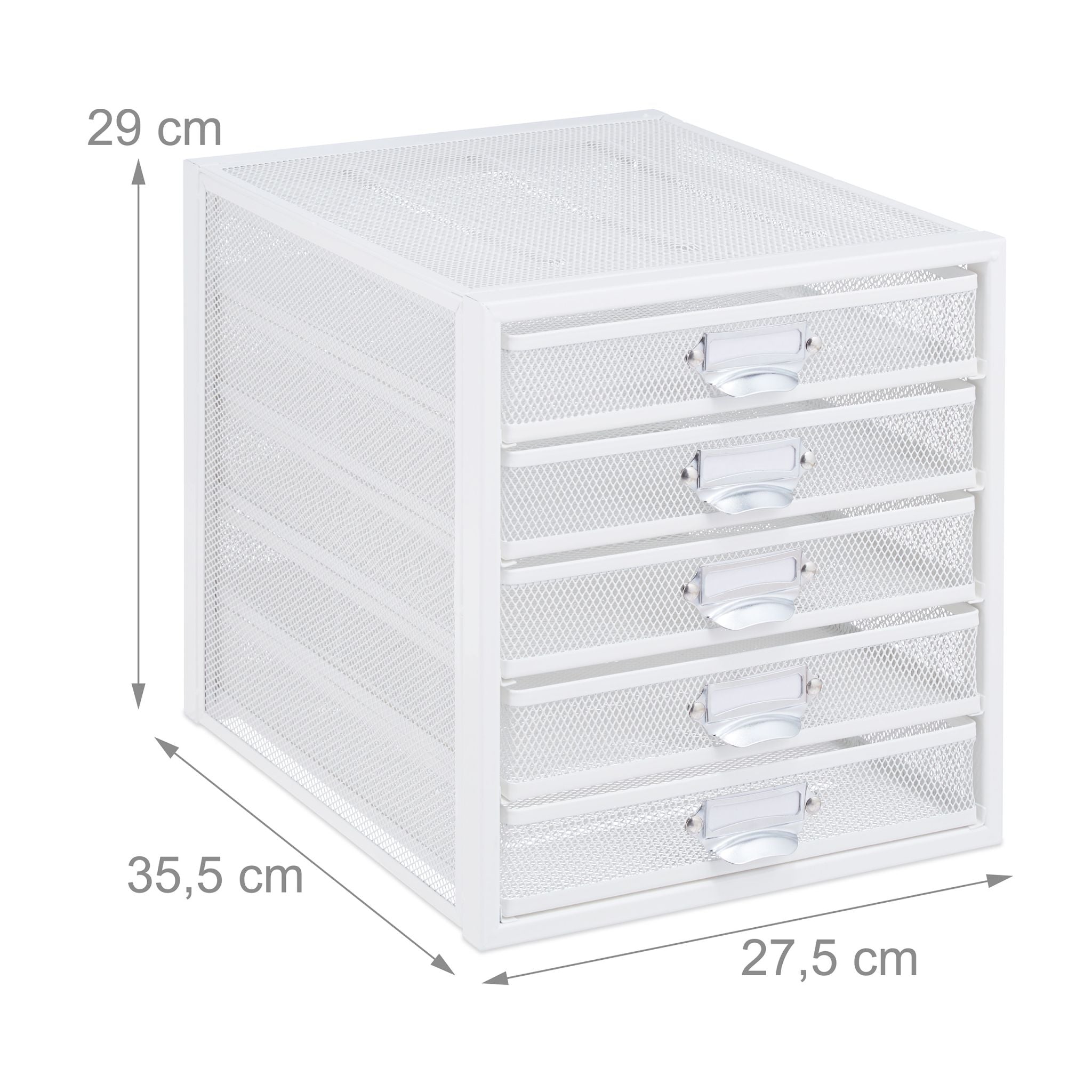 Schubladenbox mit 5 Schubfächern Weiss von Relaxdays