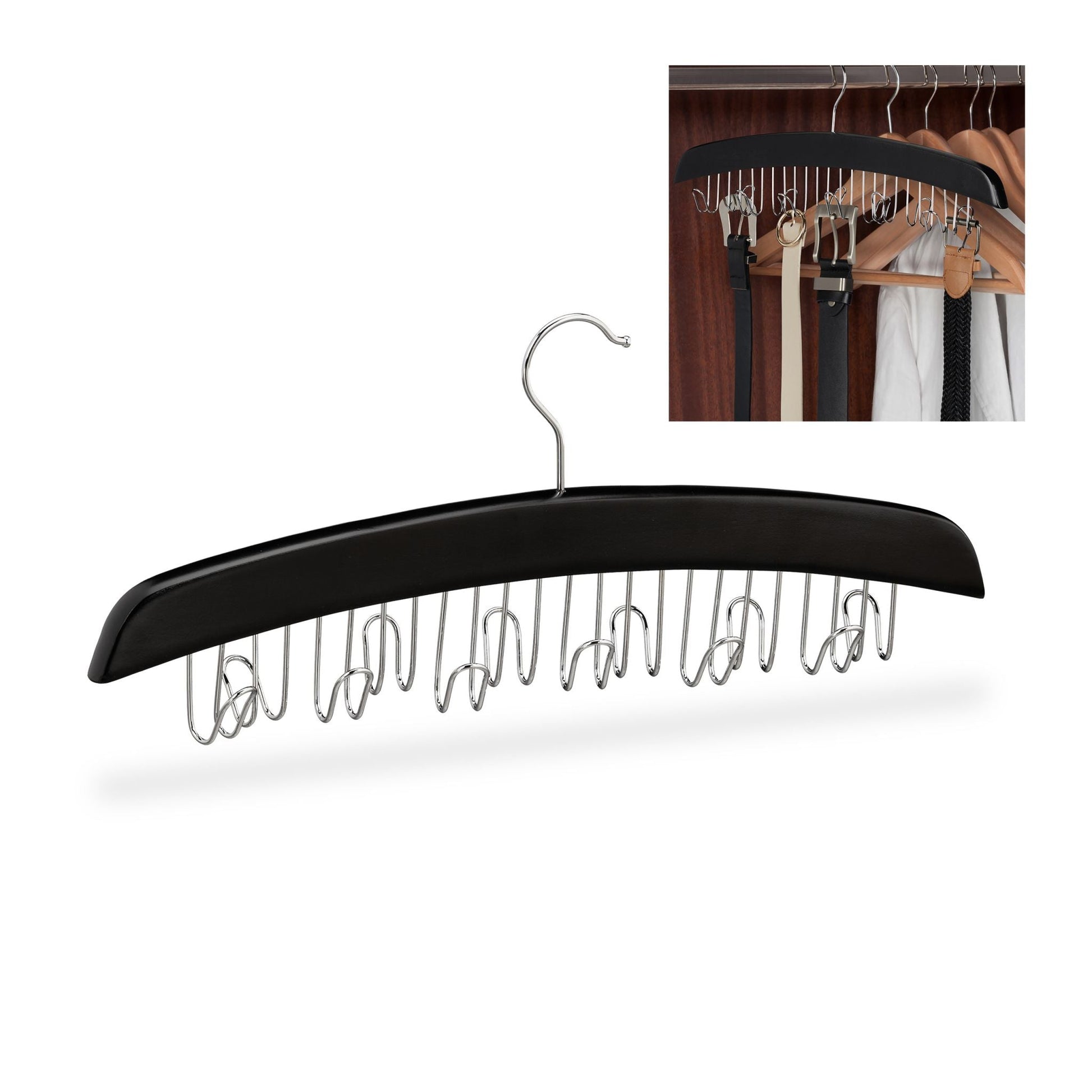 Gürtelhalter Holz Schwarz-Silber von Relaxdays