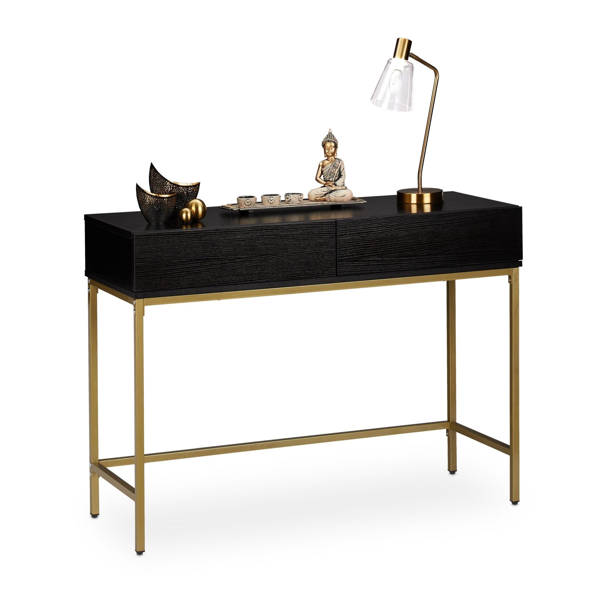 Konsolentisch Gold Schwarz Gold-Schwarz von Relaxdays