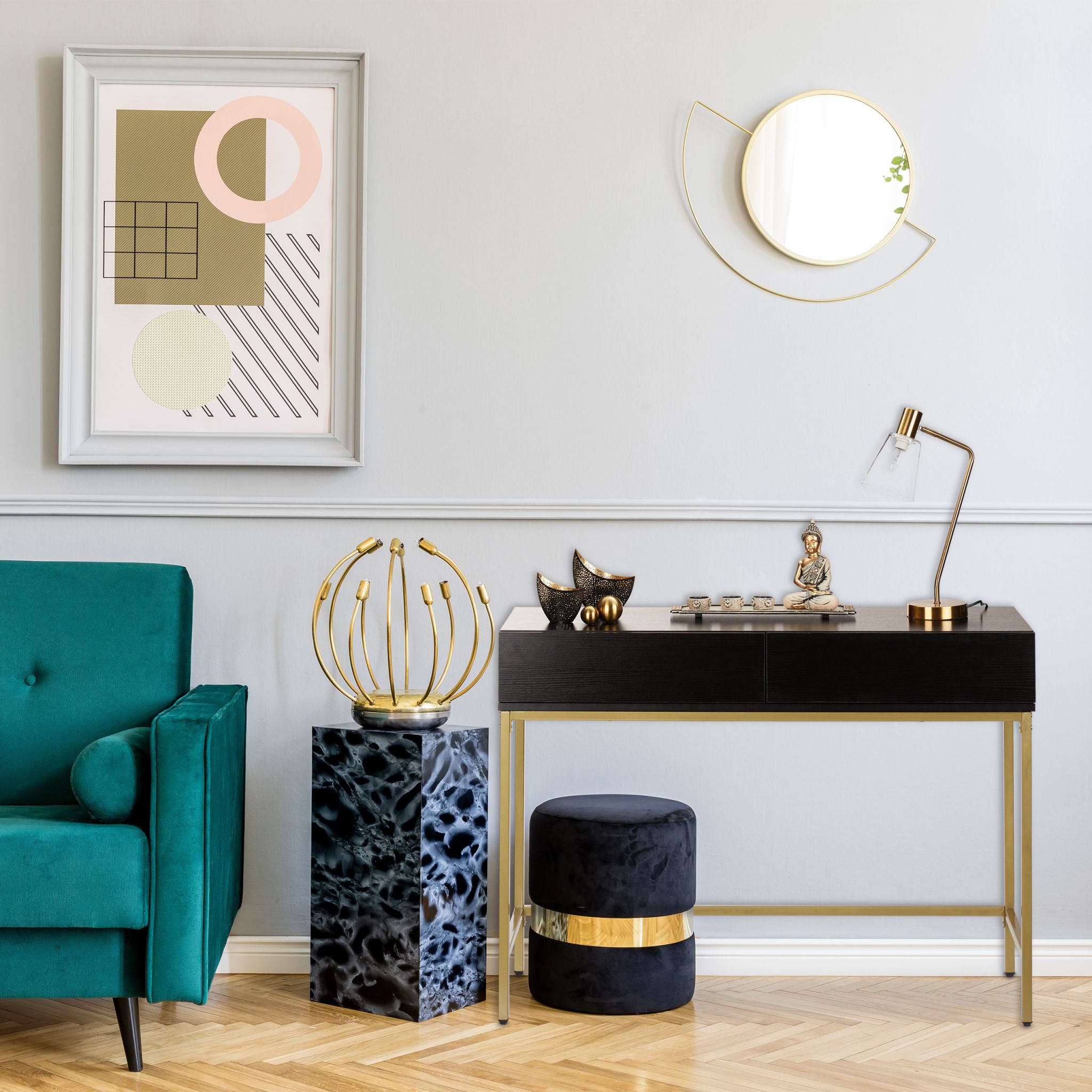 Konsolentisch Gold Schwarz Gold-Schwarz von Relaxdays