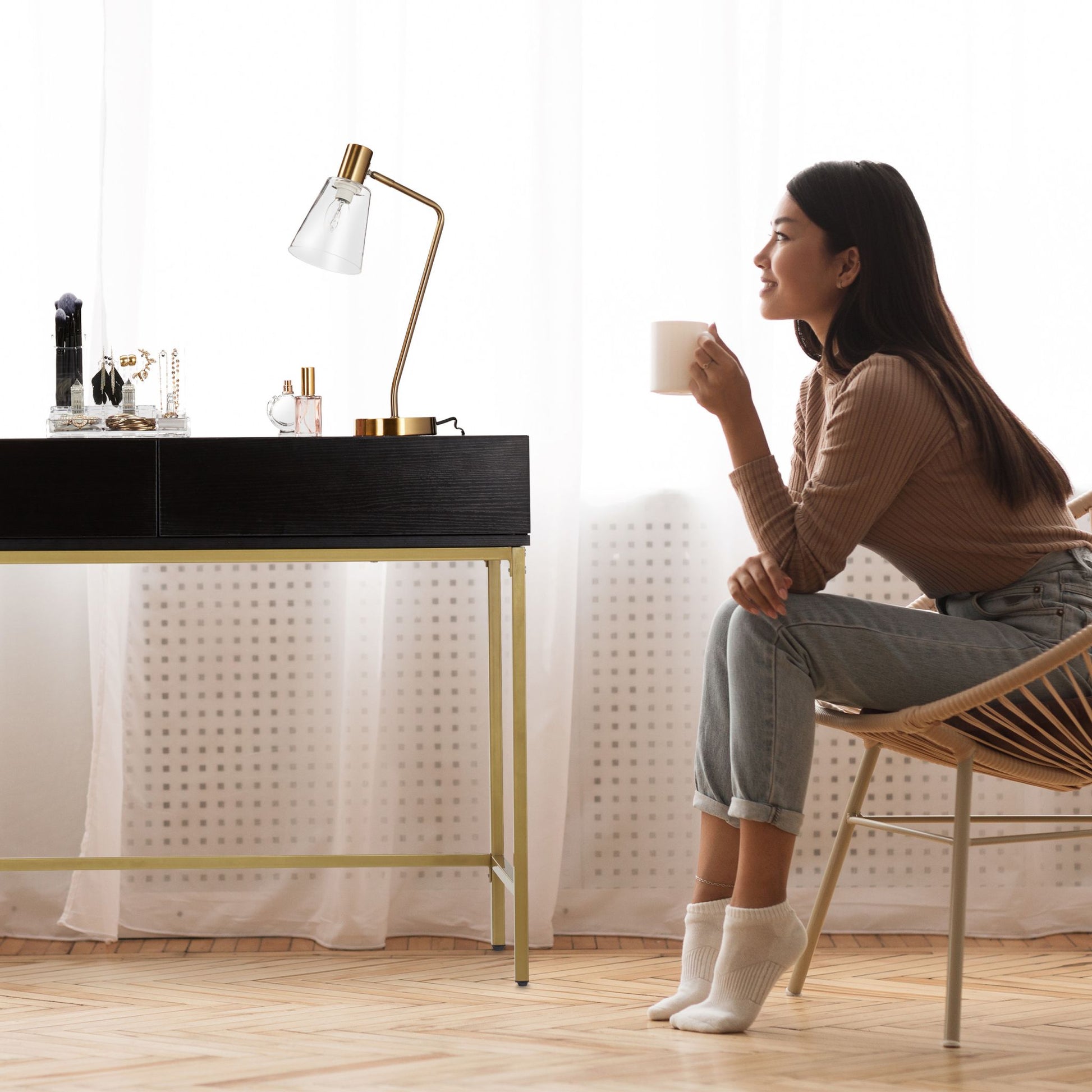Konsolentisch Gold Schwarz Gold-Schwarz von Relaxdays