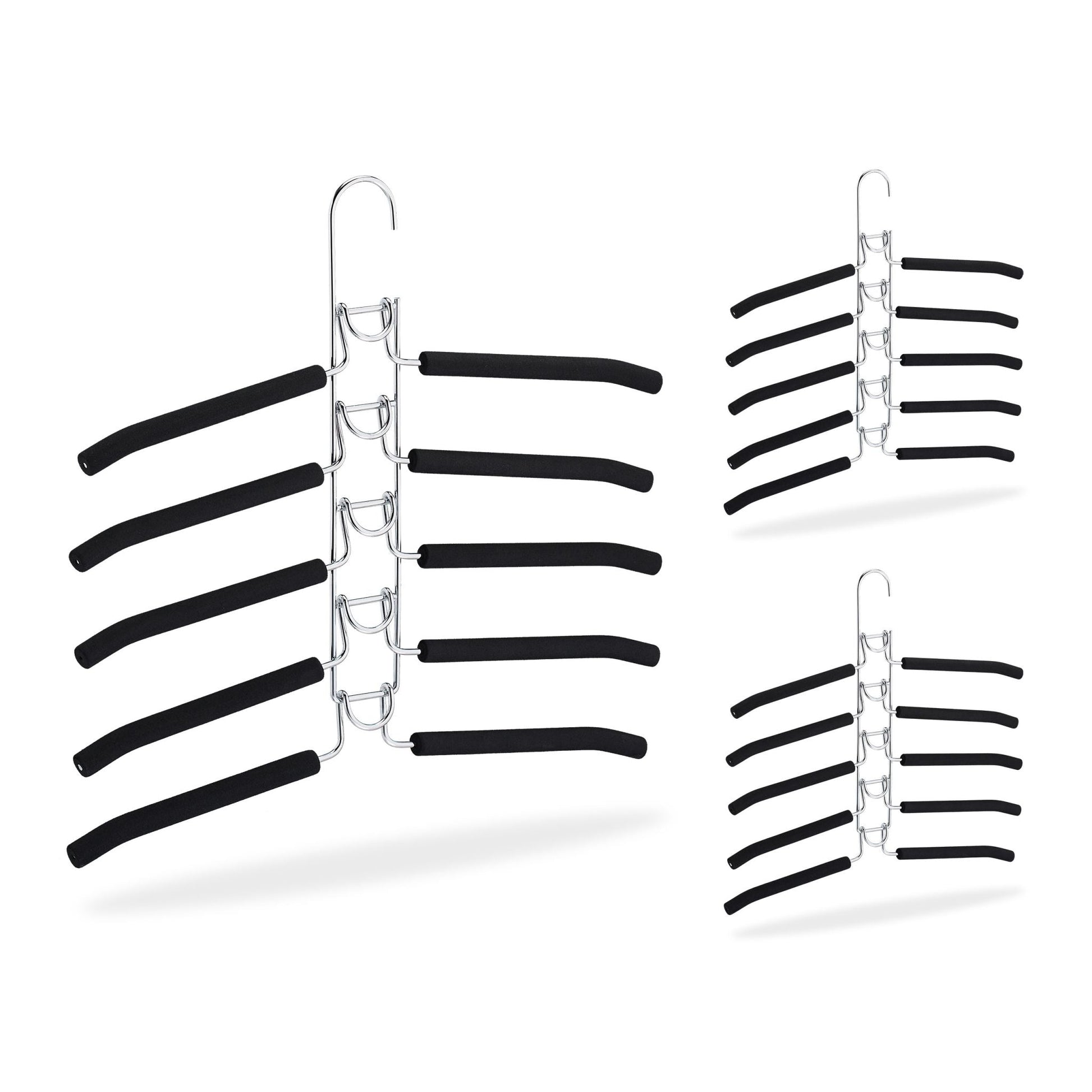 Kleiderbügel mehrfach 3er-Set Schwarz-Silber von Relaxdays
