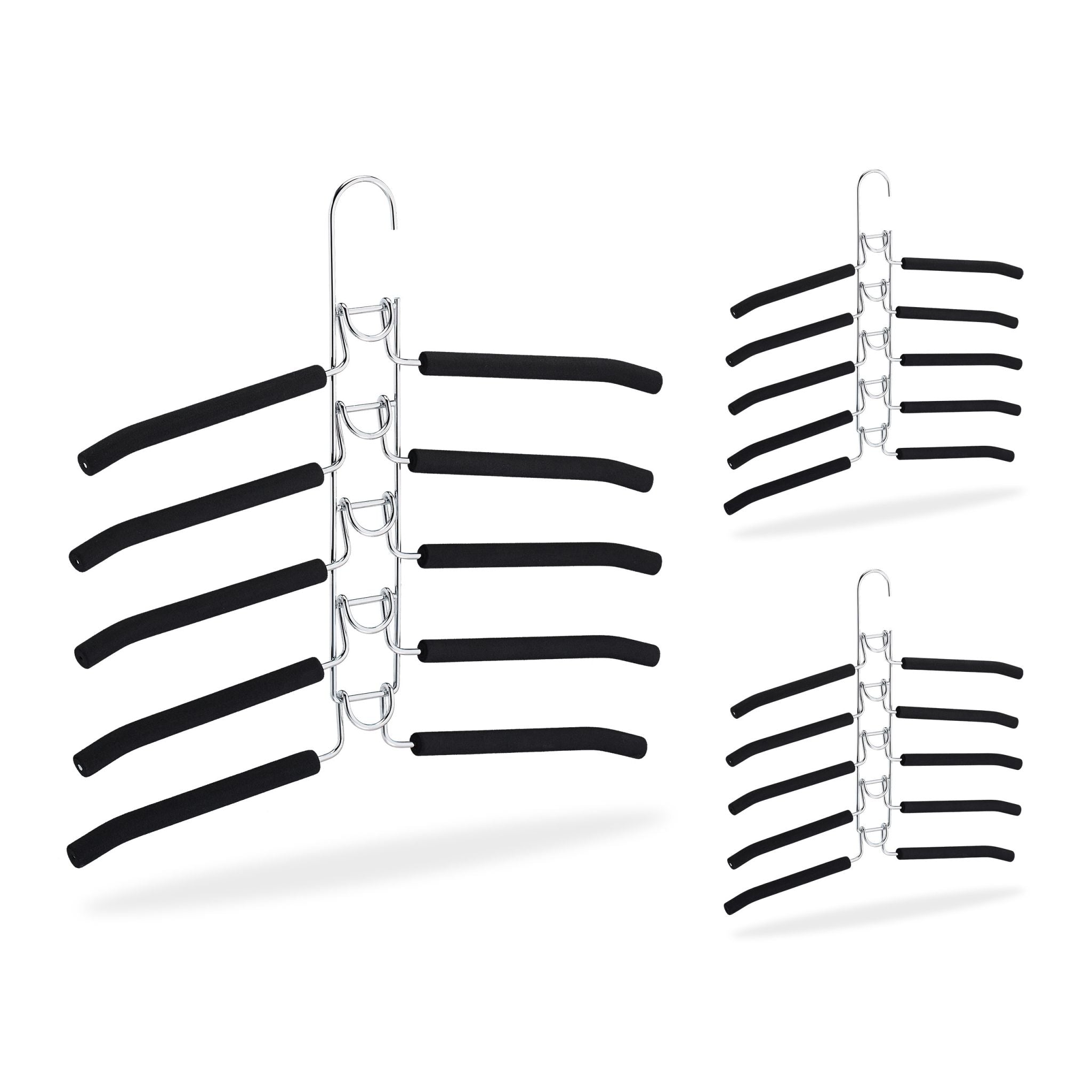 Kleiderbügel mehrfach 3er-Set Schwarz-Silber von Relaxdays