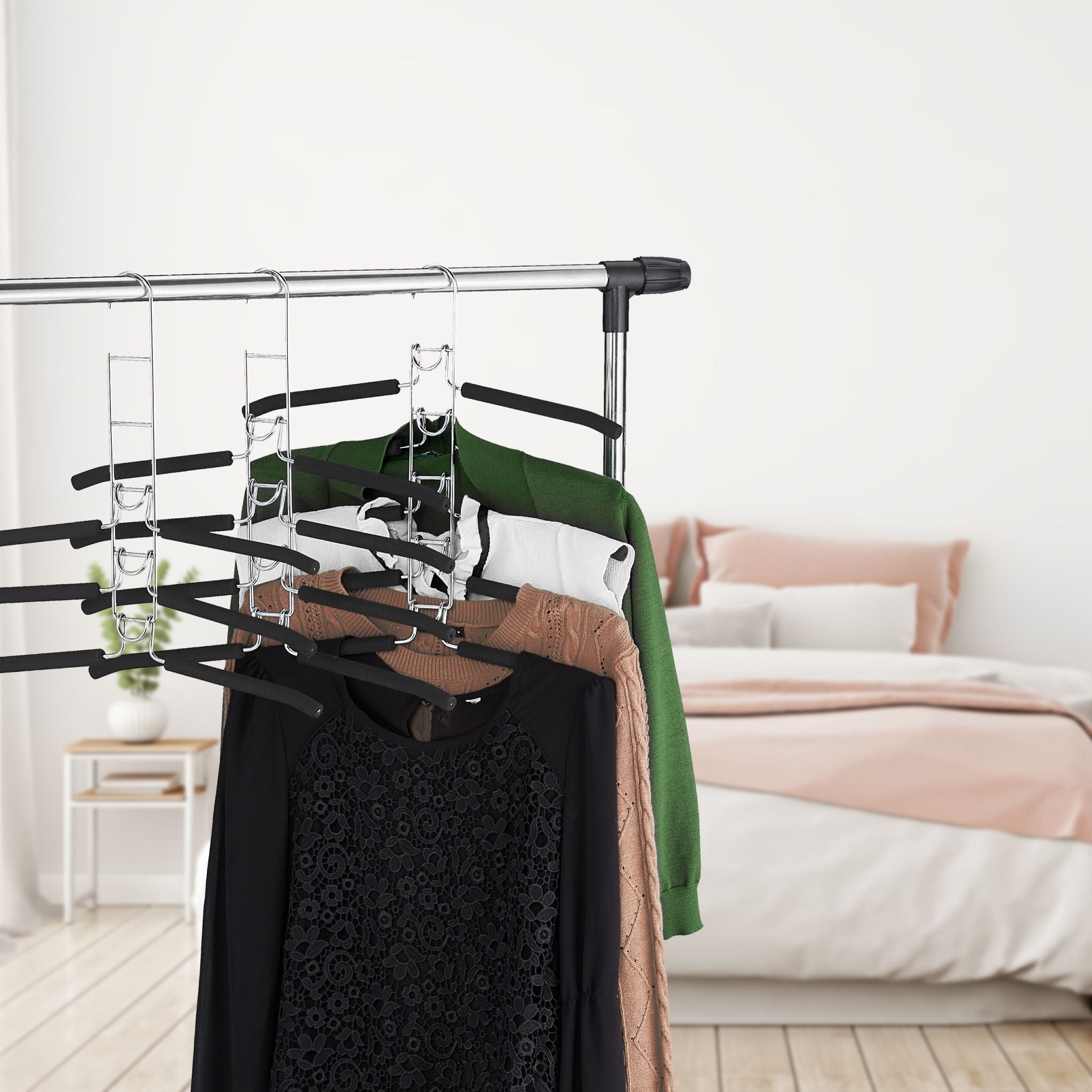 Kleiderbügel mehrfach 3er-Set Schwarz-Silber von Relaxdays