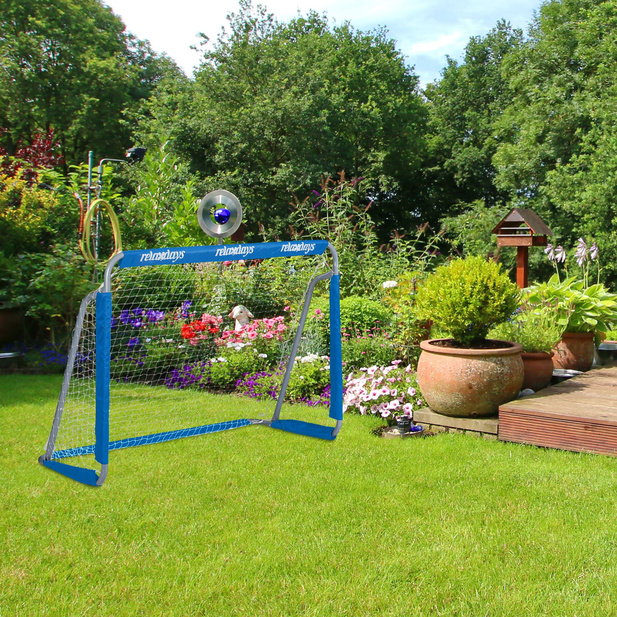 Fussballtor Weiss-Blau-Grau von Relaxdays
