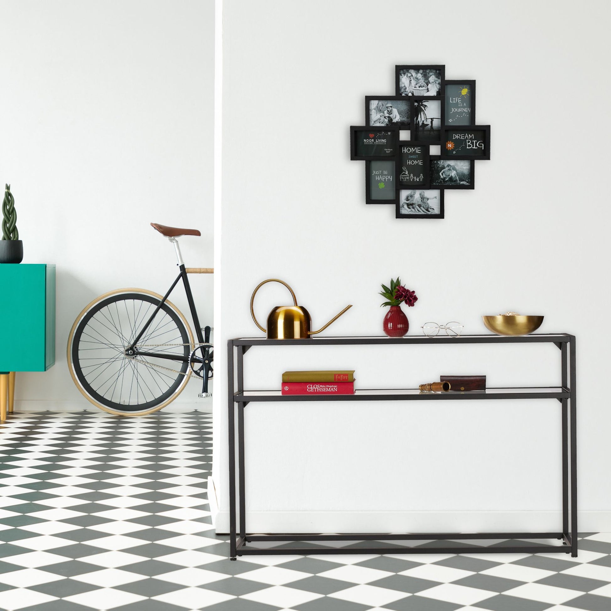 Konsolentisch mit Glasplatte Schwarz-Transparent von Relaxdays