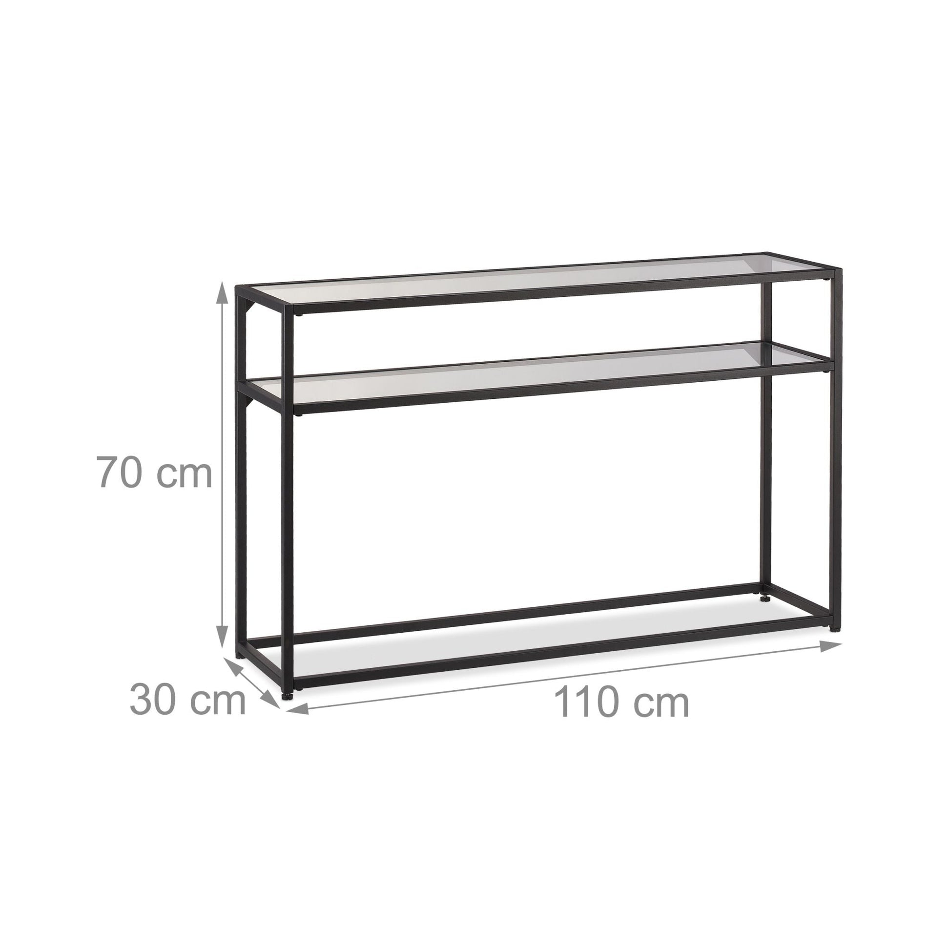 Konsolentisch mit Glasplatte Schwarz-Transparent von Relaxdays