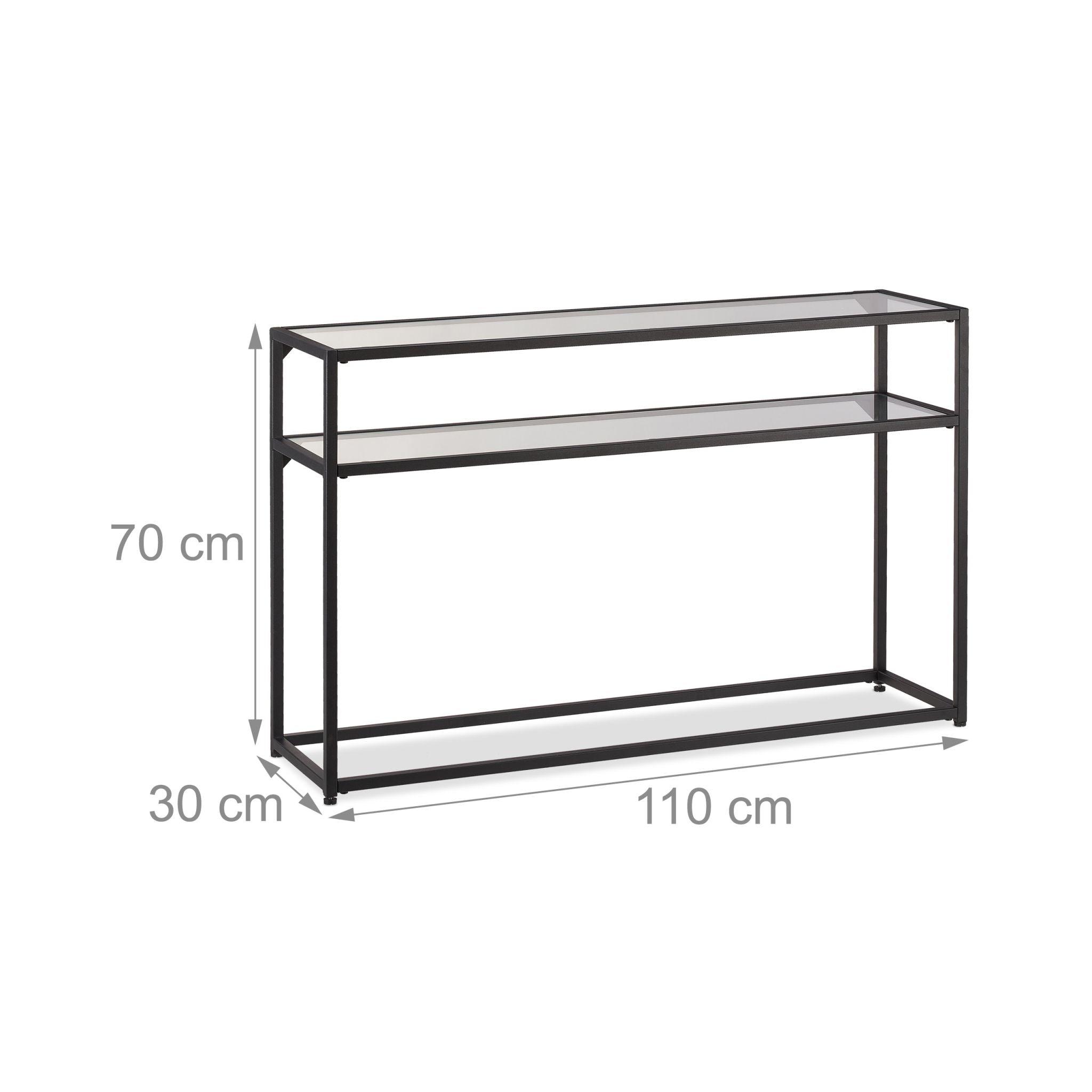 Konsolentisch mit Glasplatte Schwarz-Transparent von Relaxdays