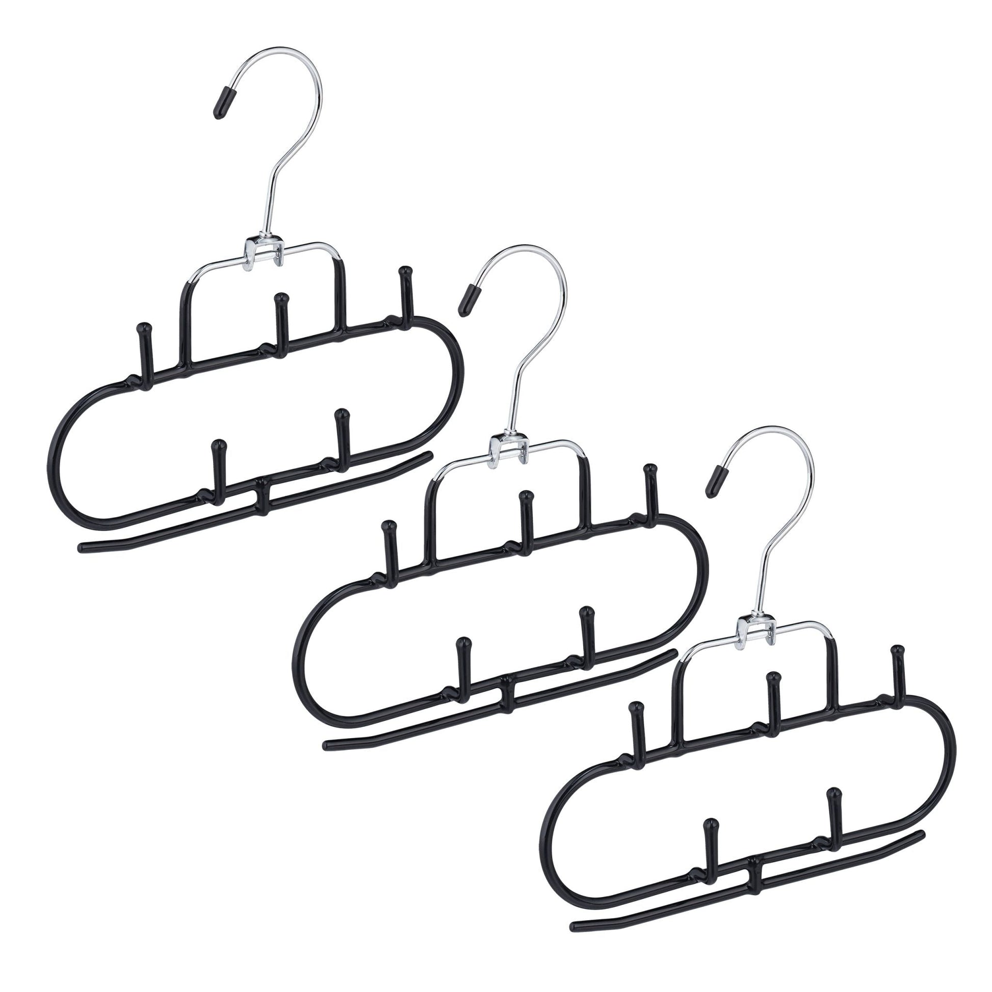 Gürtelhalter mit 5 Haken 3er-Set Schwarz-Silber von Relaxdays