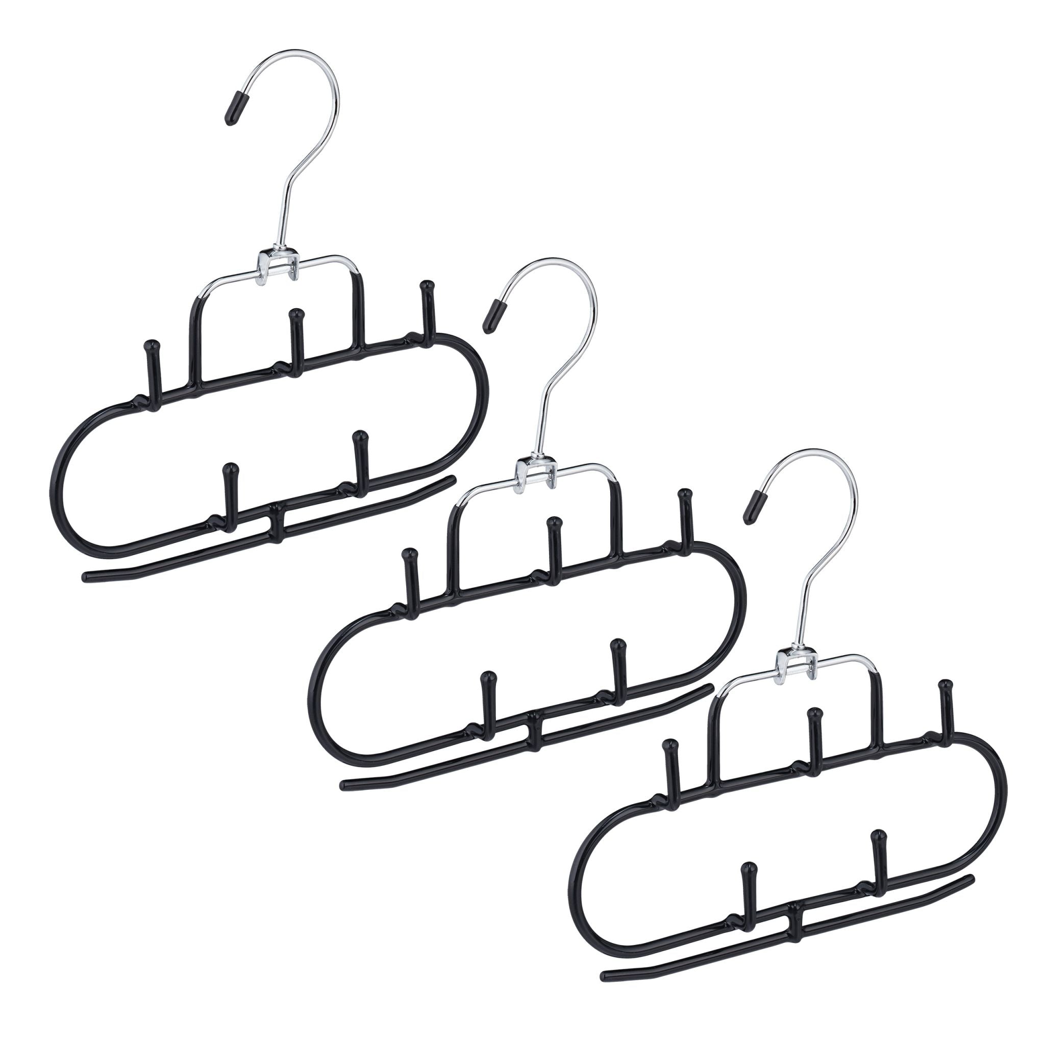 Gürtelhalter mit 5 Haken 3er-Set Schwarz-Silber von Relaxdays