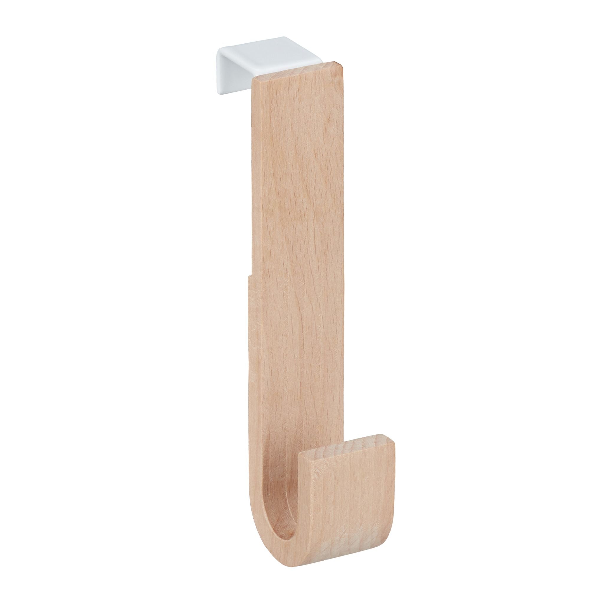 Türhaken Holz 5er-Set Weiss-Hellbraun von Relaxdays
