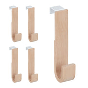 Türhaken Holz 5er-Set Weiss-Hellbraun von Relaxdays