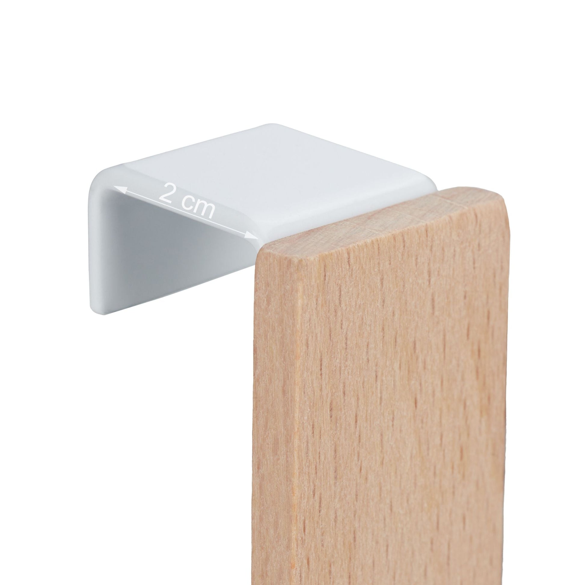 Türhaken Holz 5er-Set Weiss-Hellbraun von Relaxdays