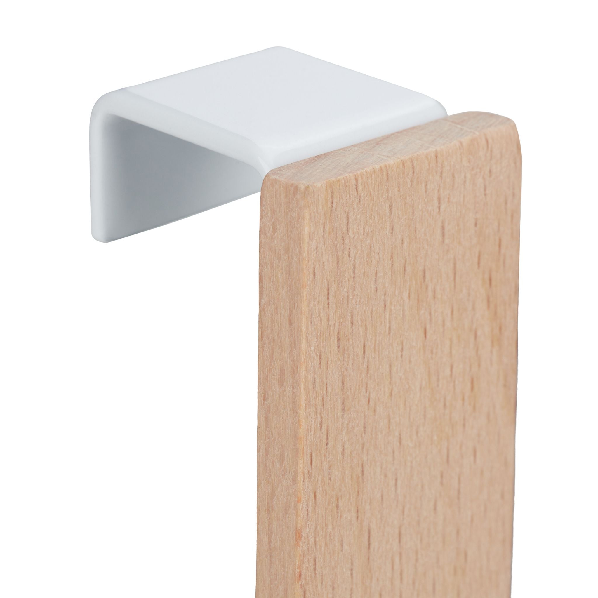 Türhaken Holz 5er-Set Weiss-Hellbraun von Relaxdays