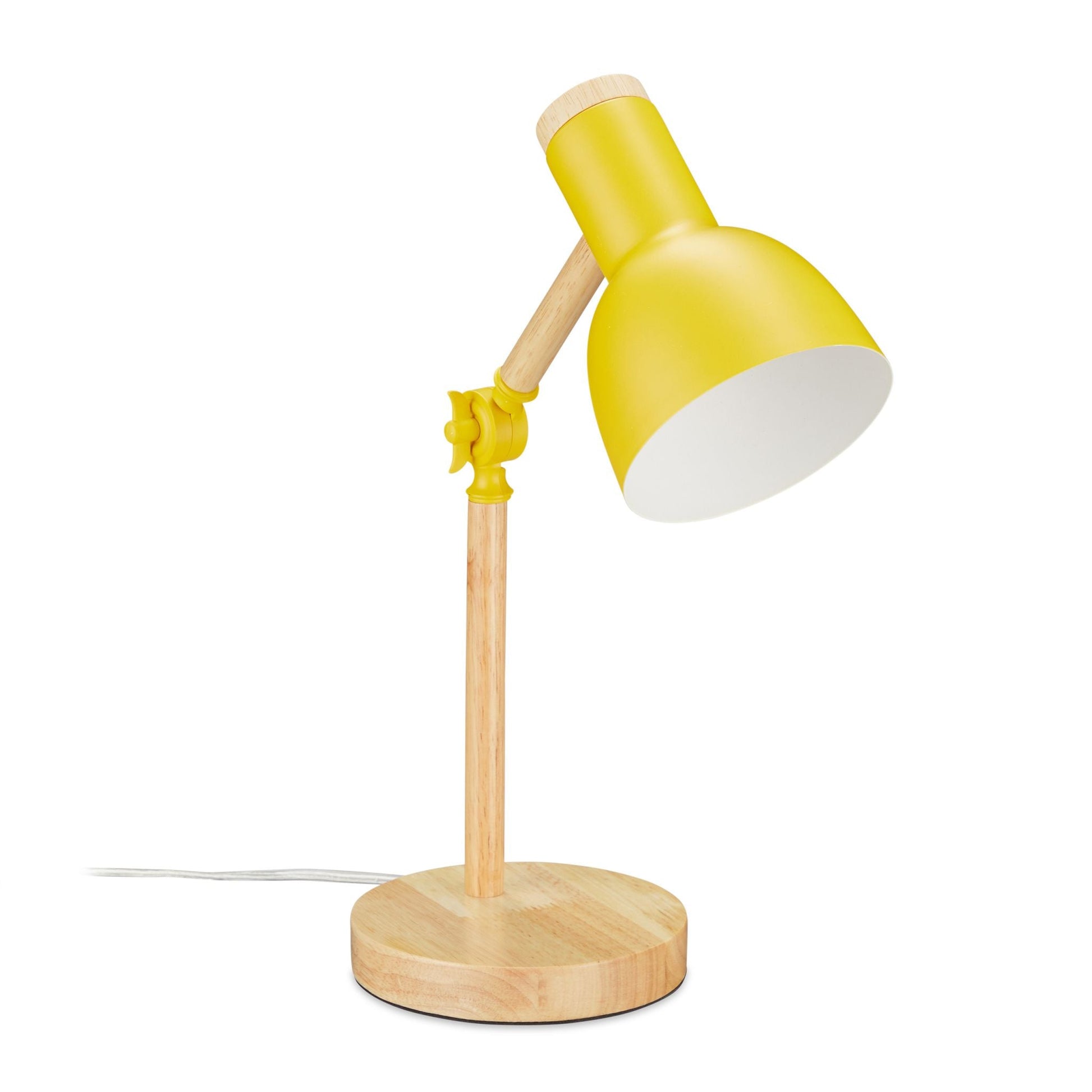 Schreibtischlampe Holz verstellbar Weiss-Gelb-Hellbraun von Relaxdays