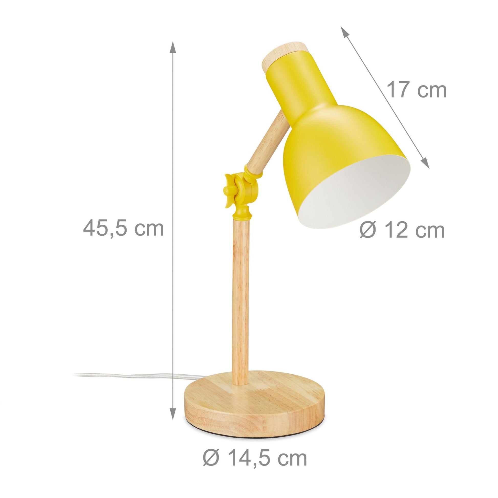 Schreibtischlampe Holz verstellbar Weiss-Gelb-Hellbraun von Relaxdays