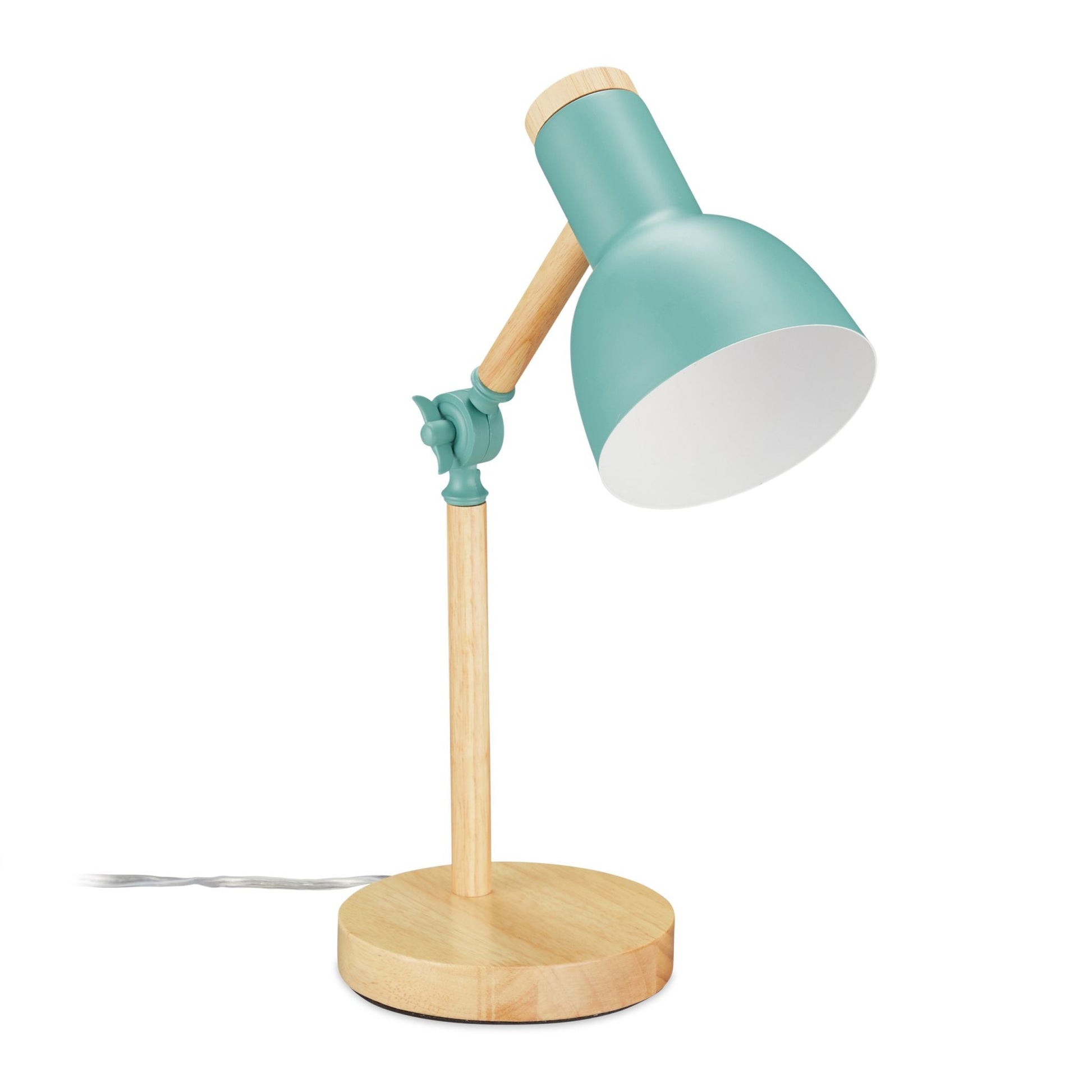 Schreibtischlampe Holz verstellbar Weiss-Grün-Hellbraun von Relaxdays
