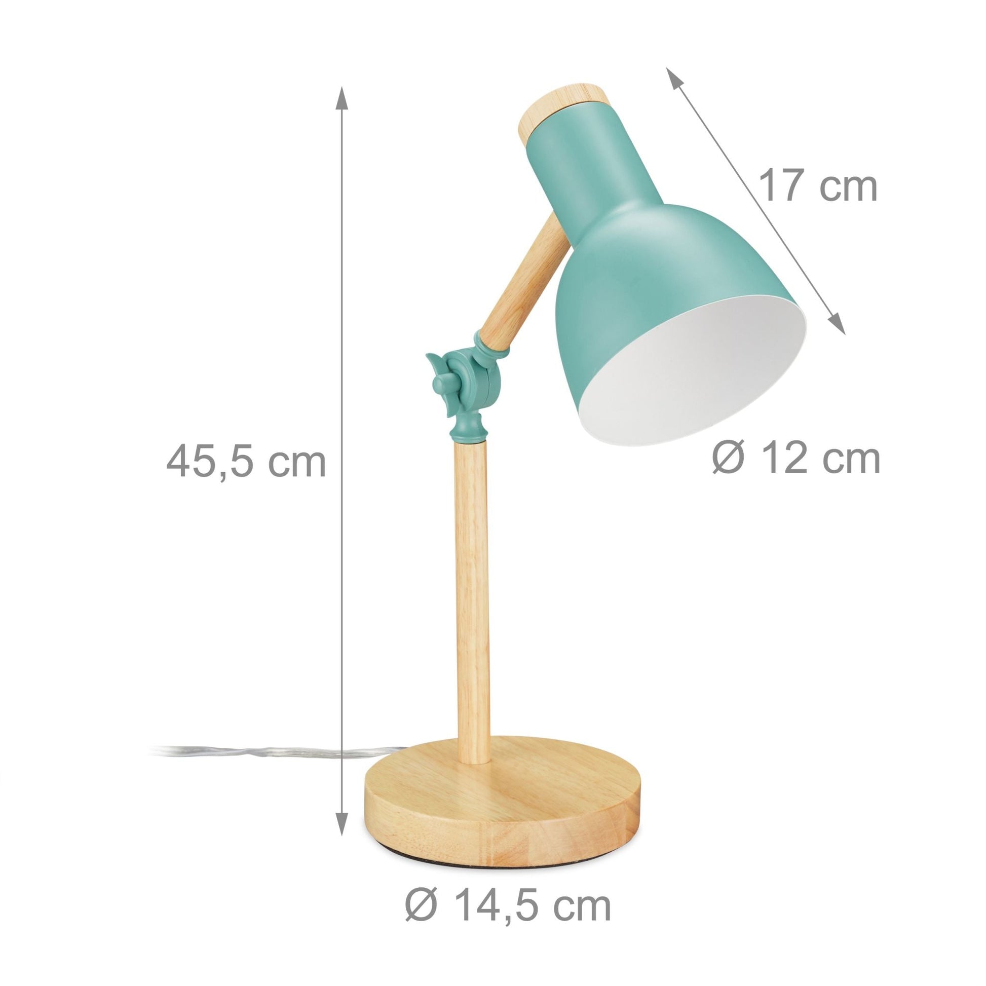 Schreibtischlampe Holz verstellbar Weiss-Grün-Hellbraun von Relaxdays