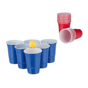 Bierpong Becher-Set mit Bällen Weiss-Blau-Rot von Relaxdays