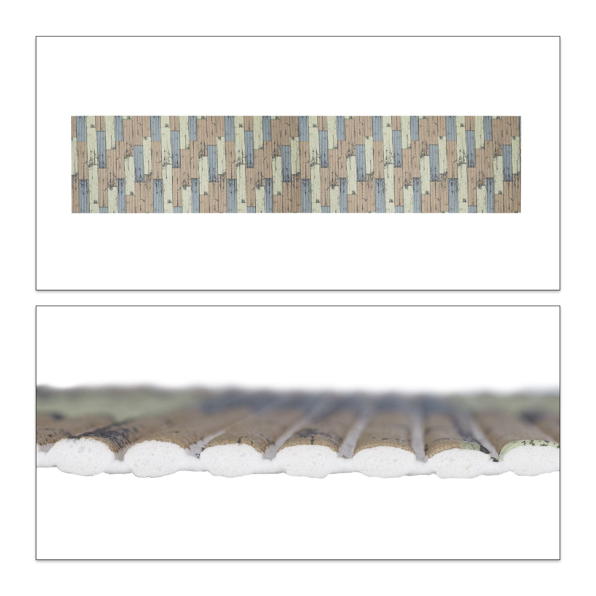 Weichschaummatte Badezimmer Beige-Blau-Hellbraun von Relaxdays