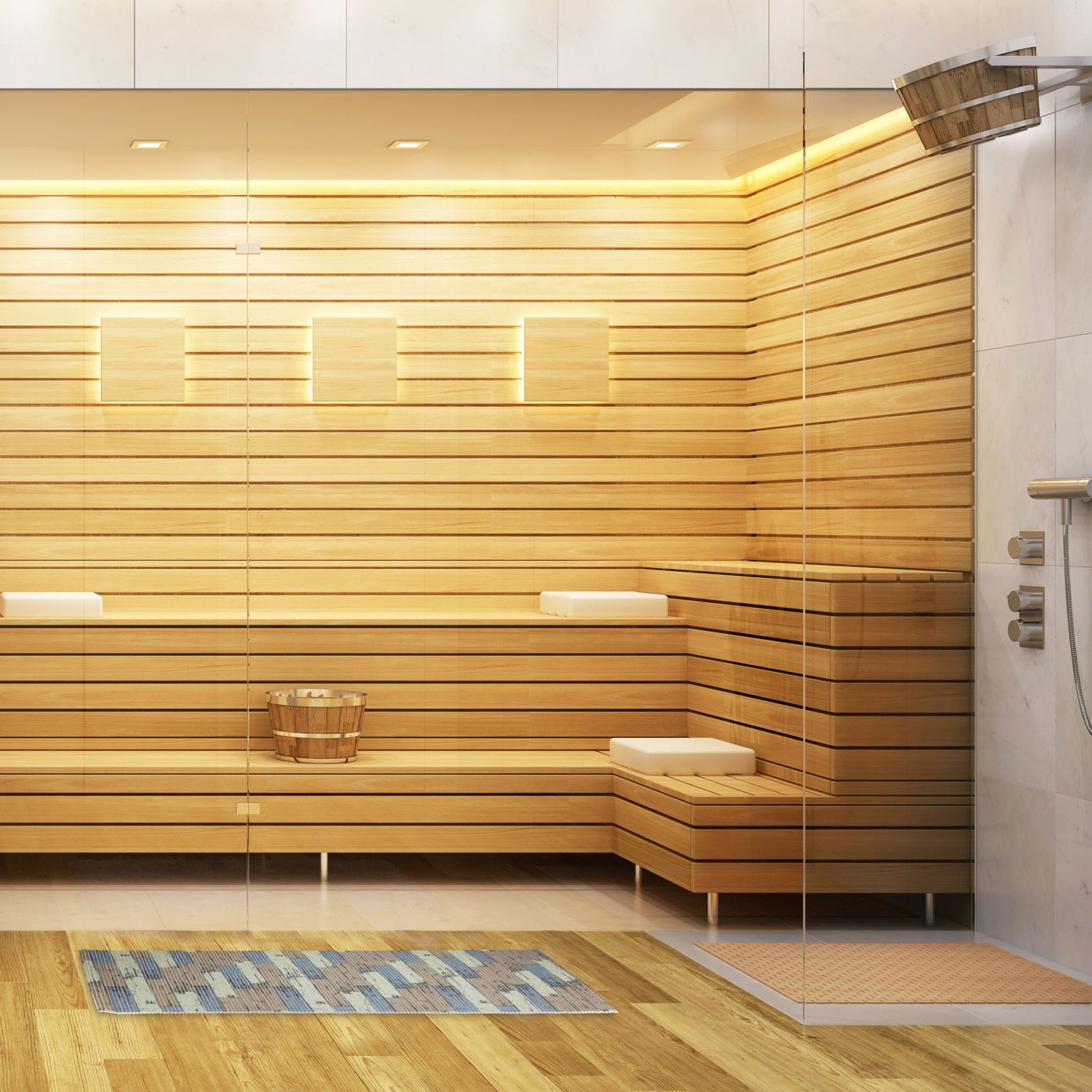 Weichschaummatte Badezimmer Beige-Blau-Hellbraun von Relaxdays