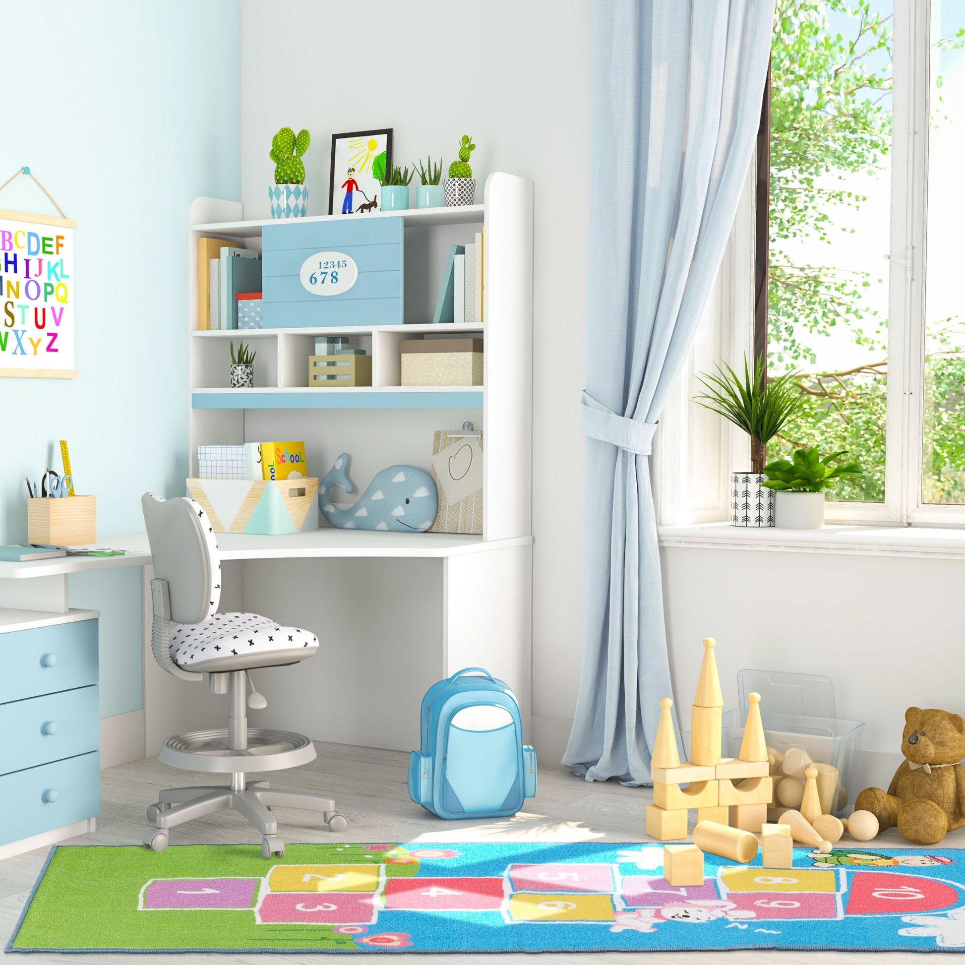 Kinderteppich Hüpfspiel 180 x 70cm Blau-Grün-Rosa von guteszeug.ch