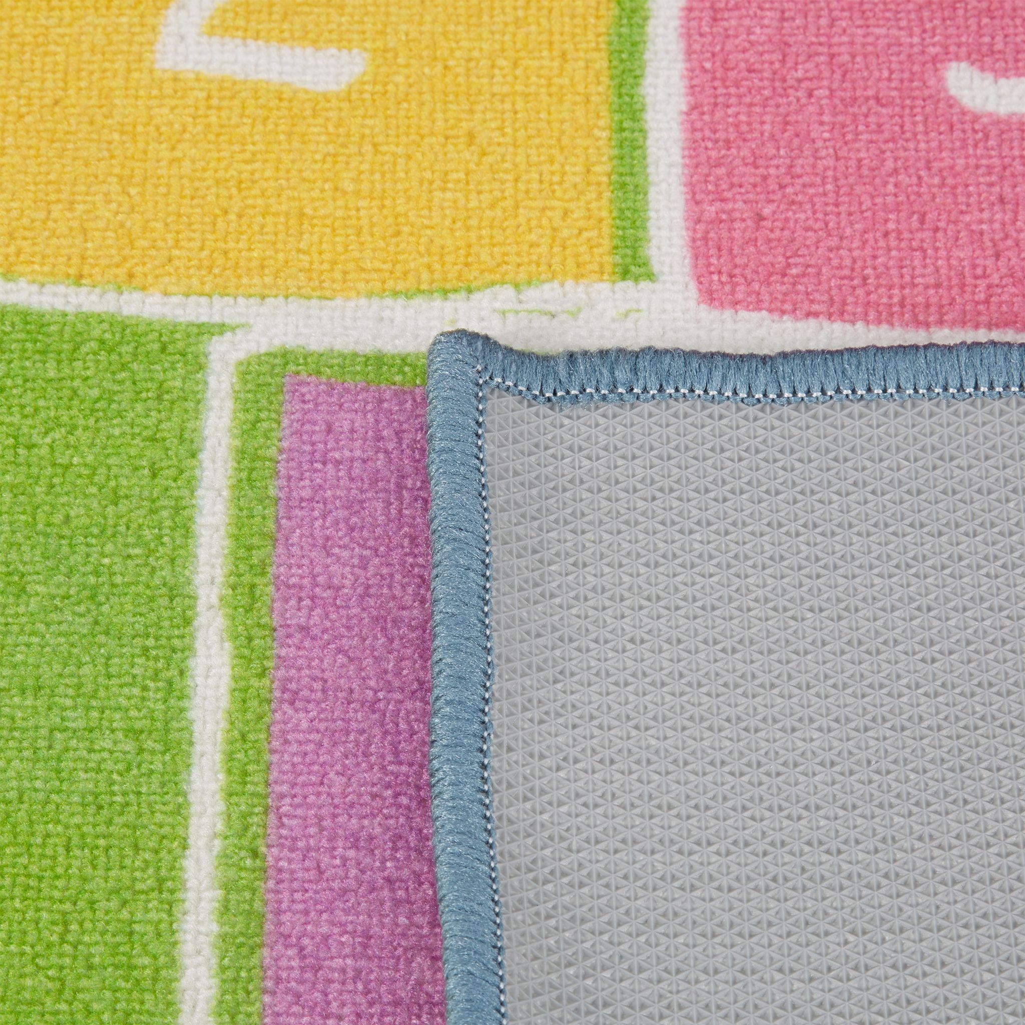 Kinderteppich Hüpfspiel 180 x 70cm Blau-Grün-Rosa von guteszeug.ch