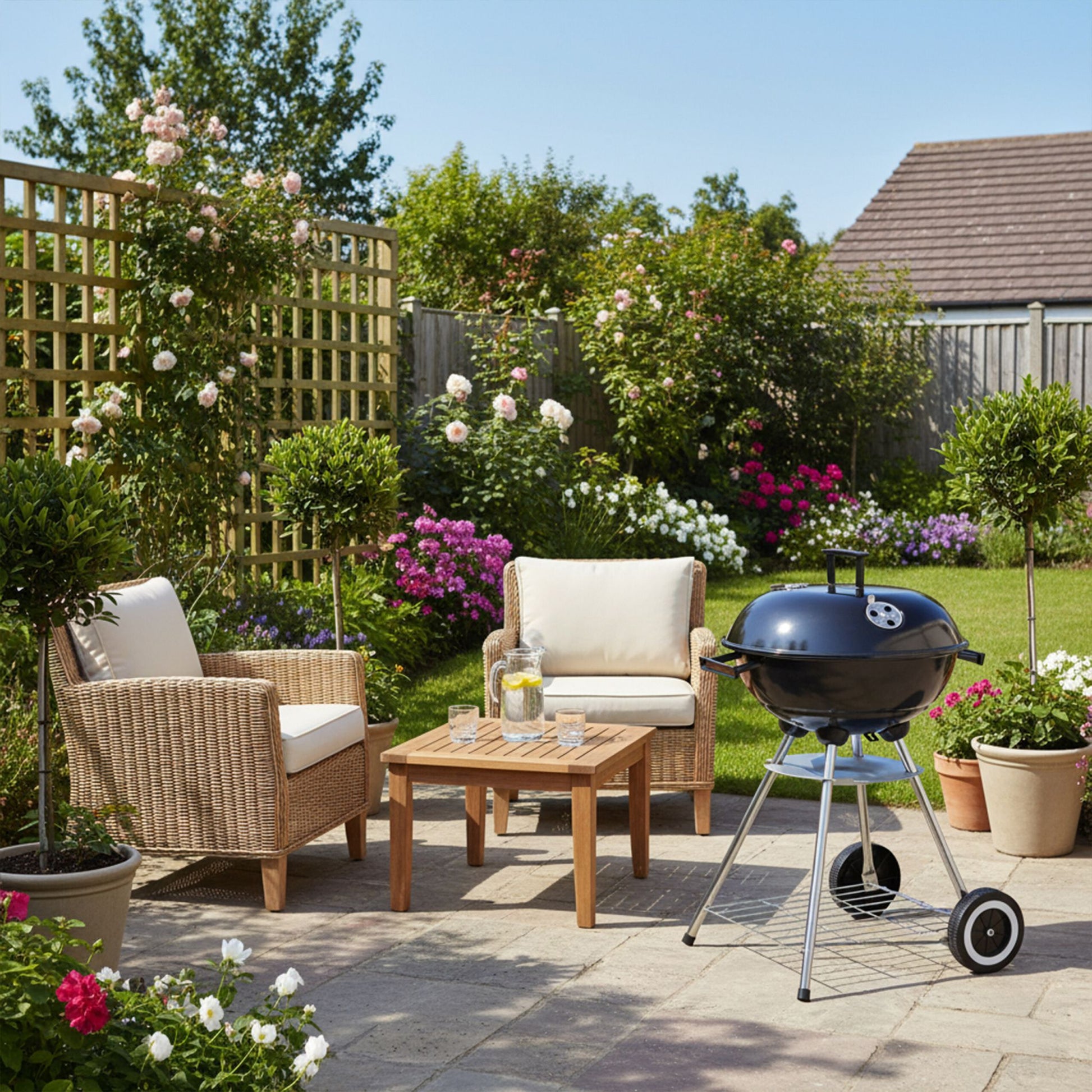 Kugelgrill mit Deckel Schwarz-Silber von Relaxdays