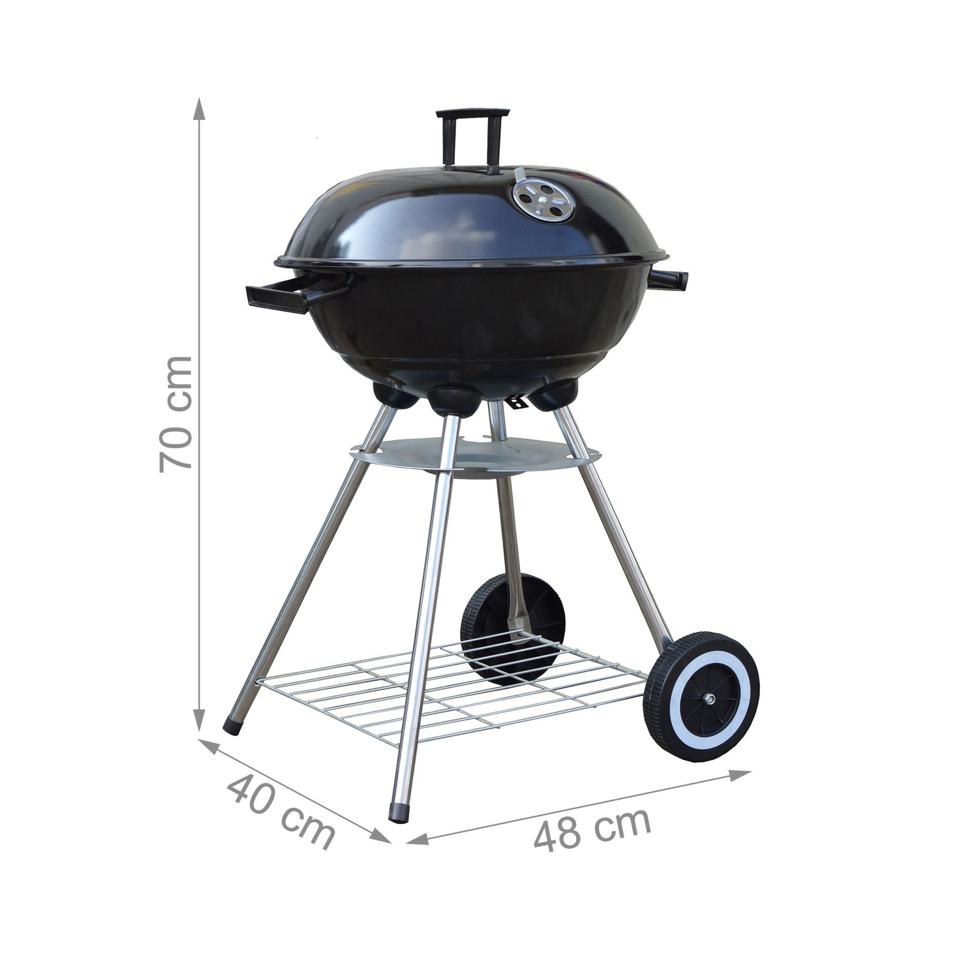 Kugelgrill mit Deckel Schwarz-Silber von Relaxdays