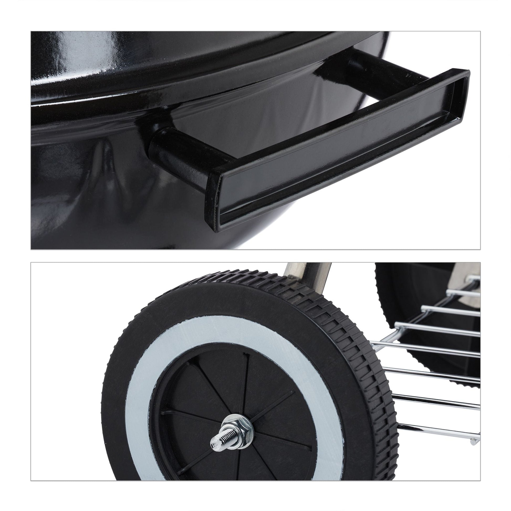 Kugelgrill mit Deckel Schwarz-Silber von Relaxdays