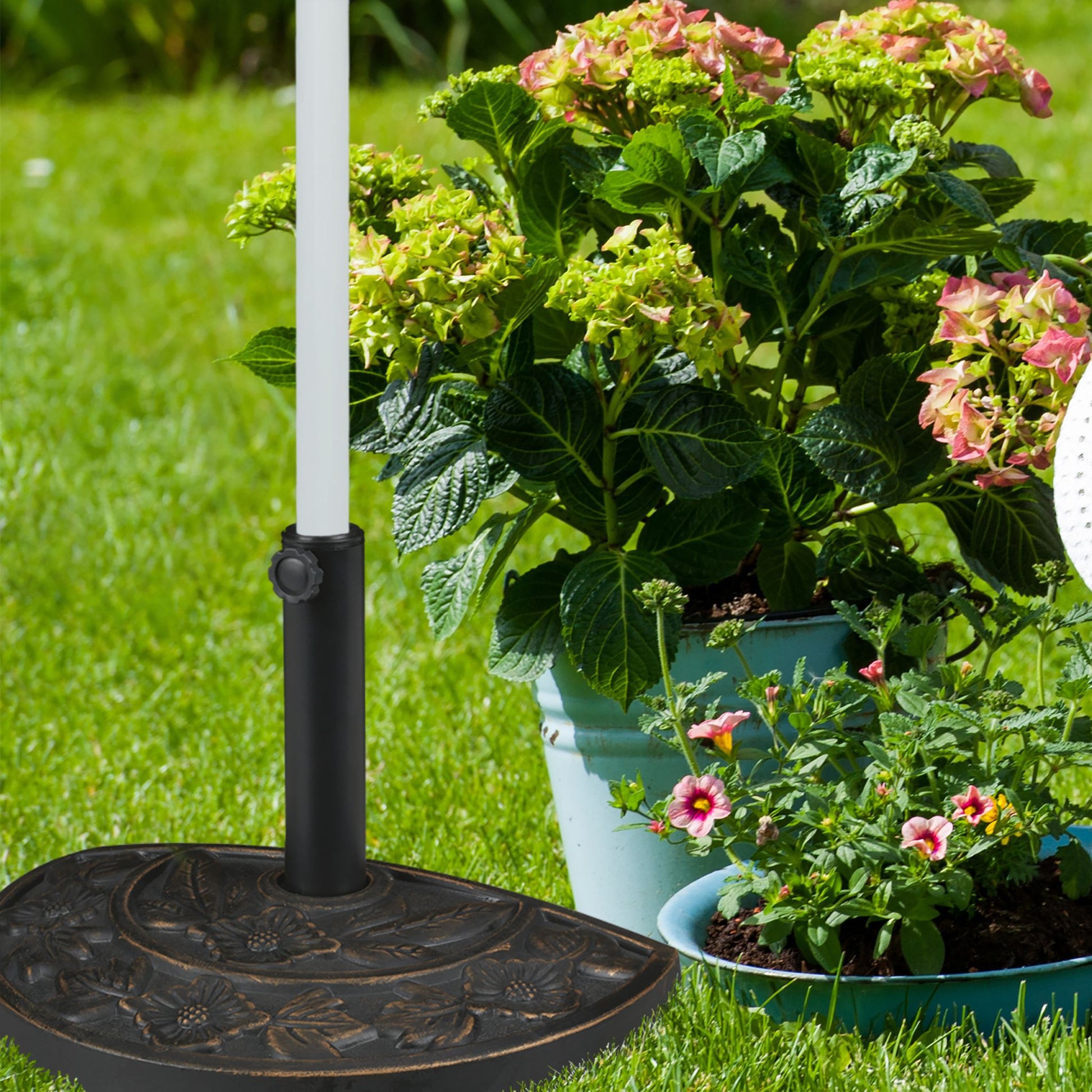 Sonnenschirmständer halbrund Dunkelbraun von Relaxdays