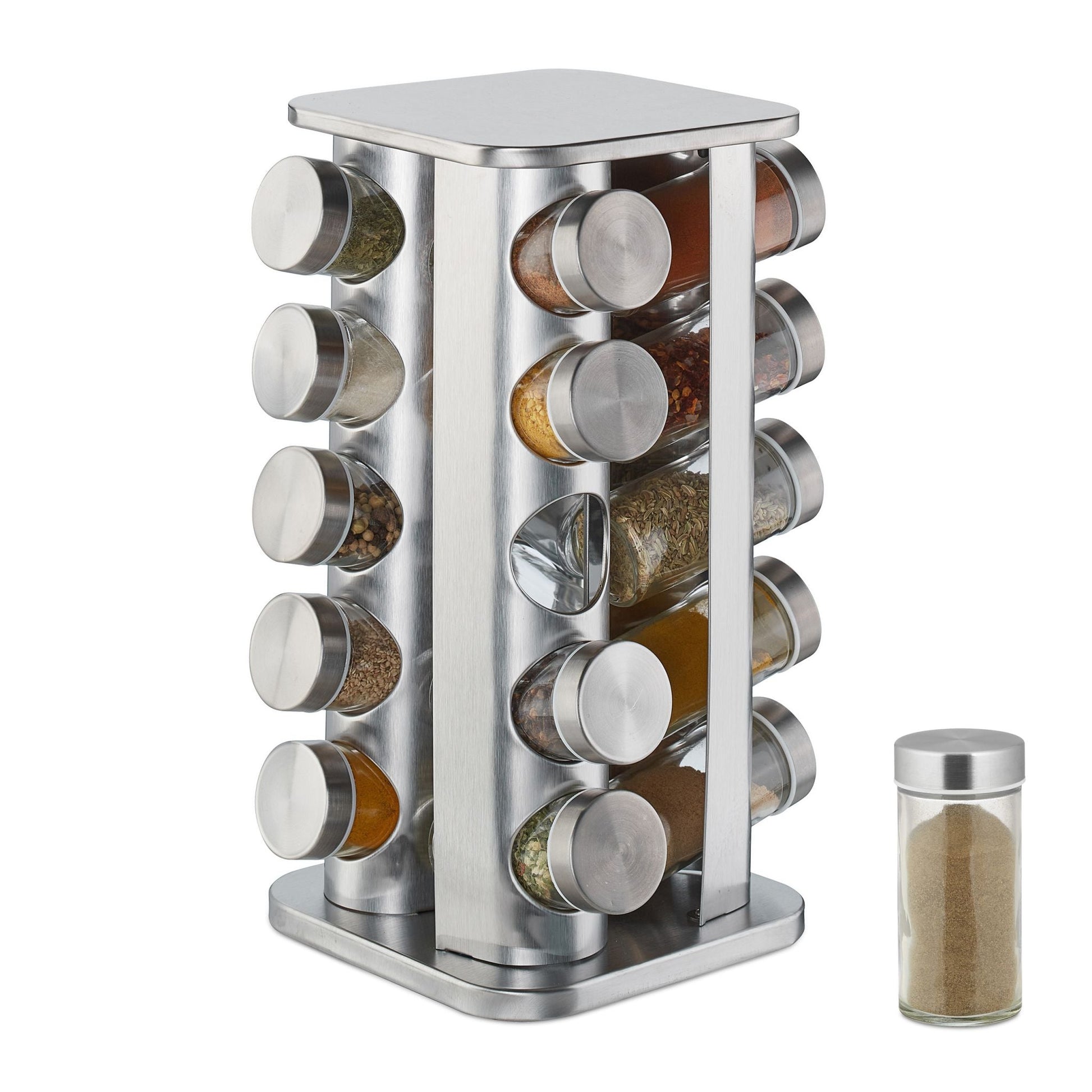 Gewürzkarussell mit 20 Gläsern Silber-Transparent von Relaxdays