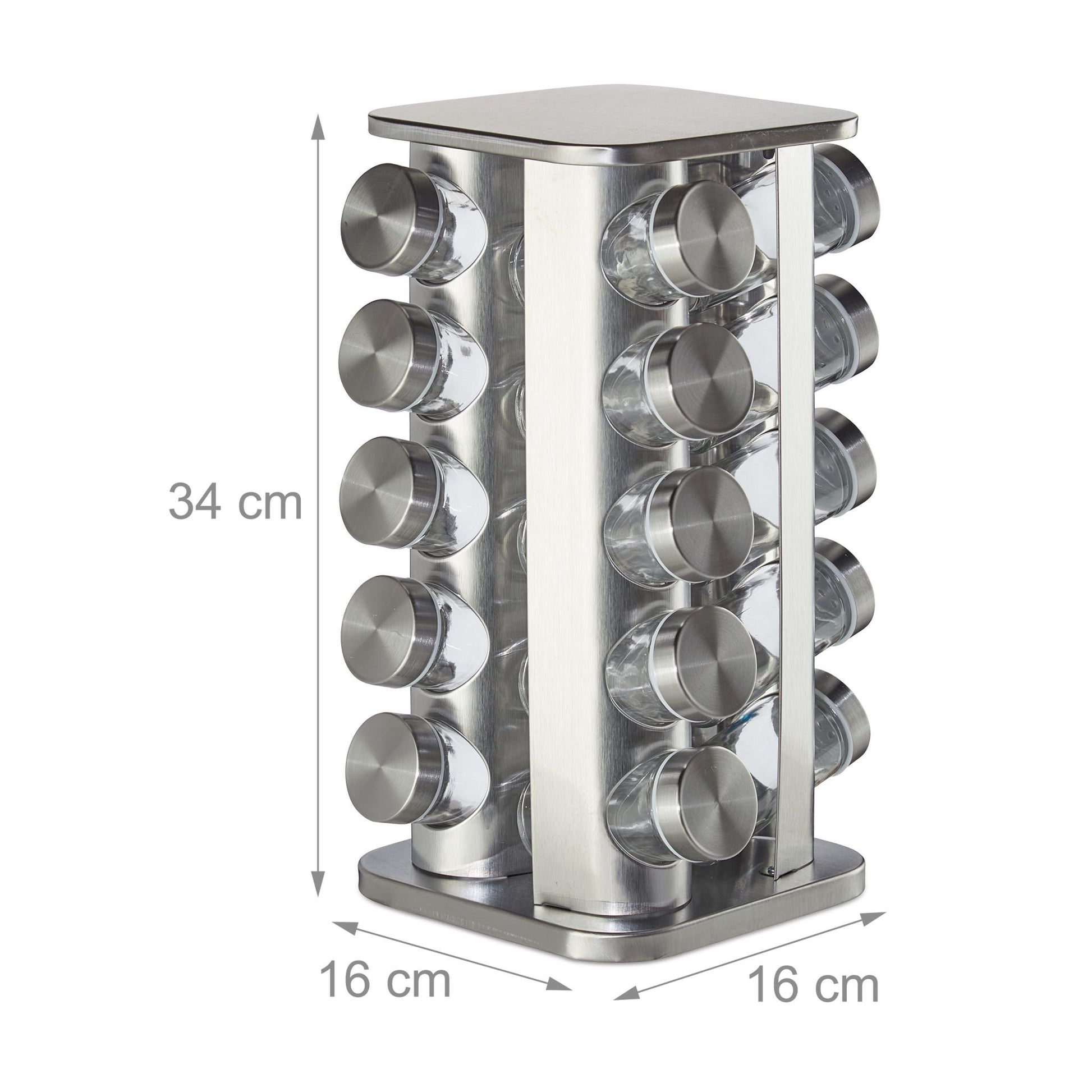 Gewürzkarussell mit 20 Gläsern Silber-Transparent von Relaxdays