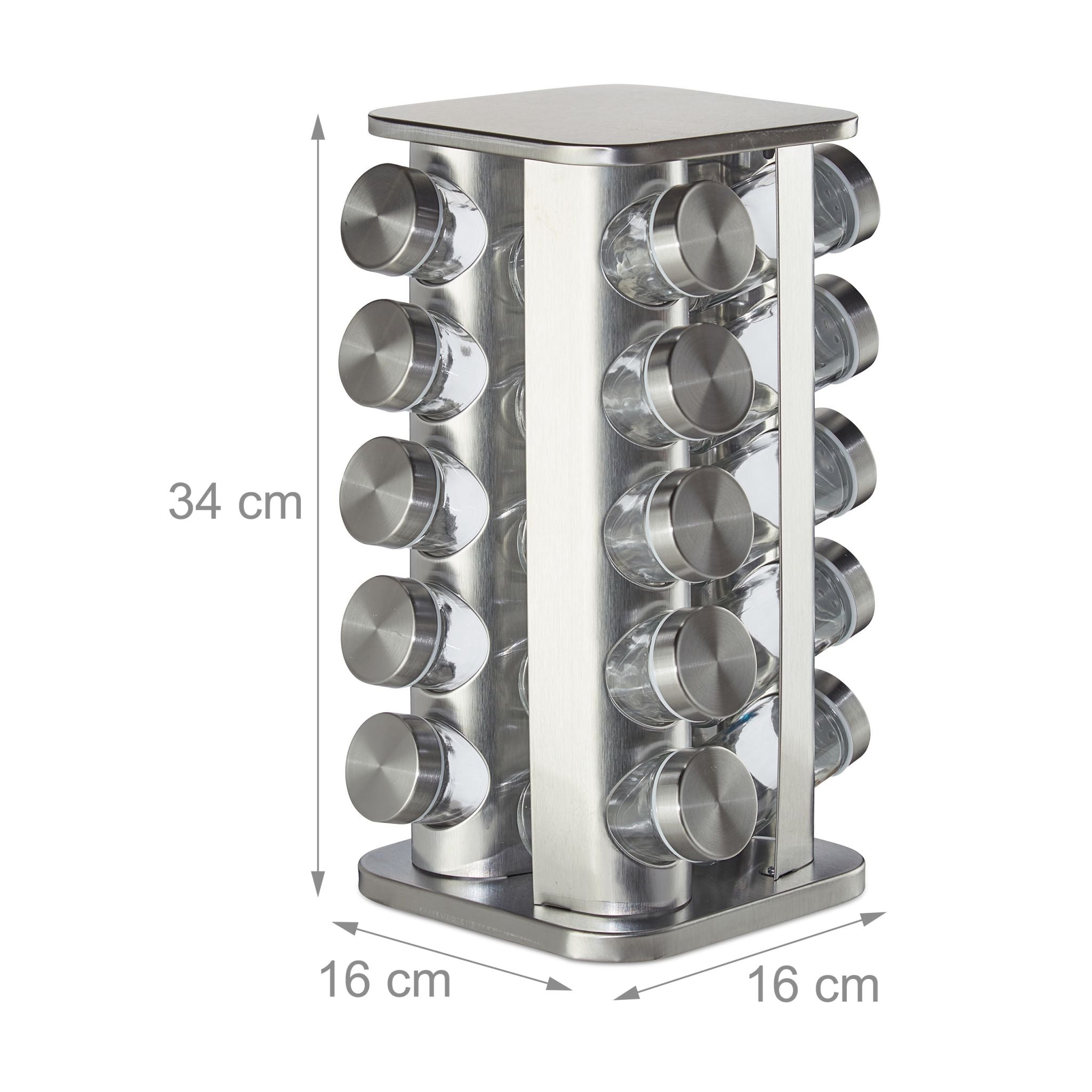 Gewürzkarussell mit 20 Gläsern Silber-Transparent von Relaxdays