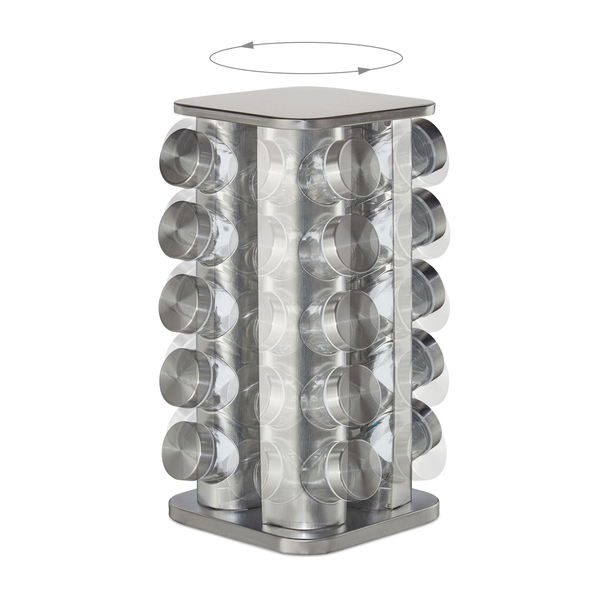 Gewürzkarussell mit 20 Gläsern Silber-Transparent von Relaxdays