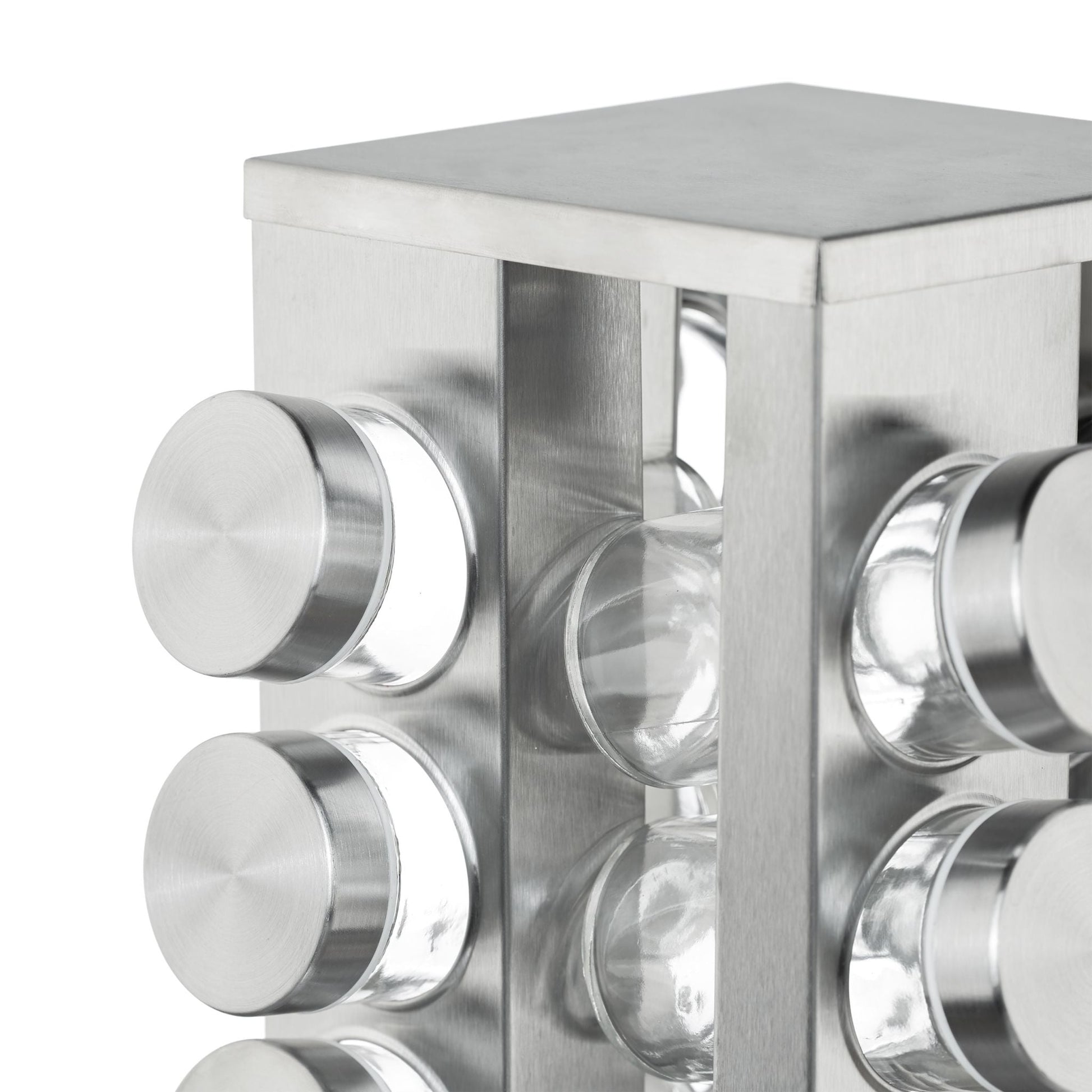 Gewürzkarussell eckig mit 20 Gläsern Silber-Transparent von Relaxdays