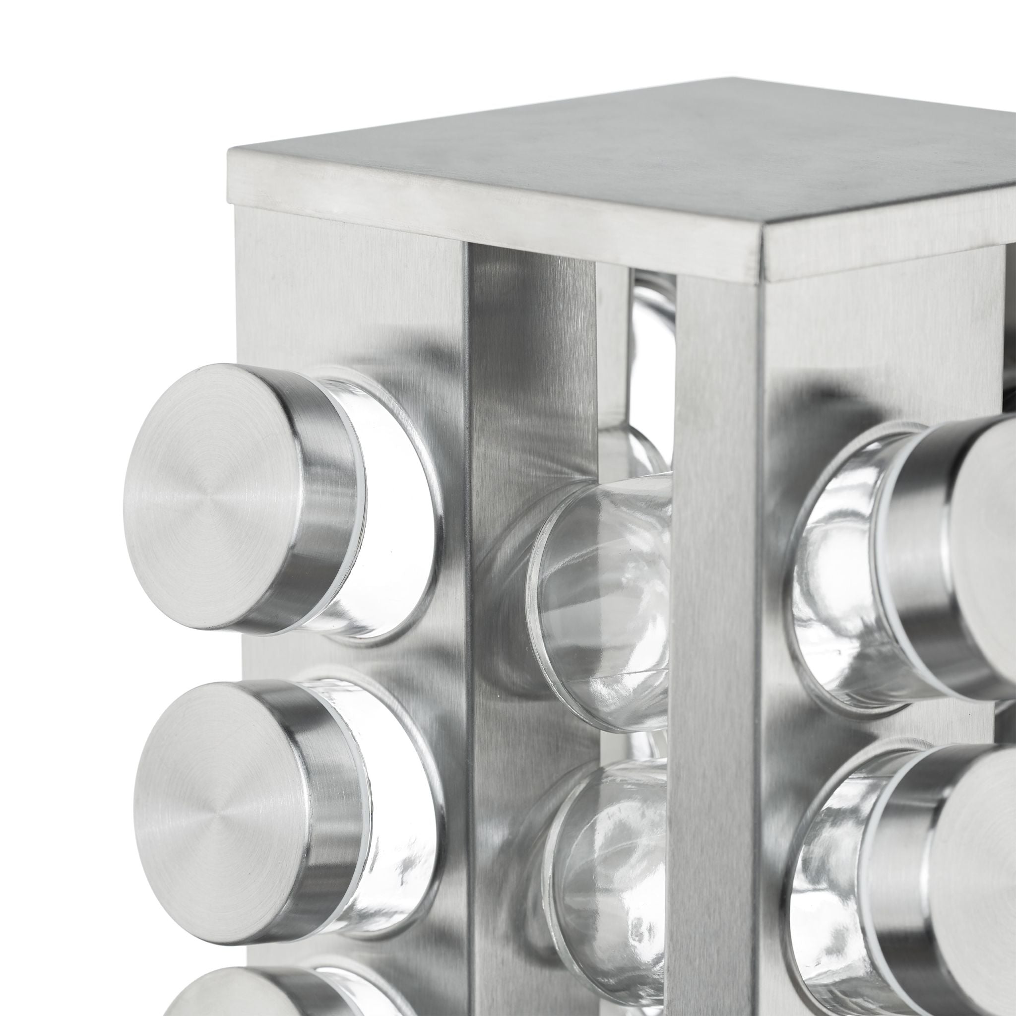 Gewürzkarussell eckig mit 20 Gläsern Silber-Transparent von Relaxdays
