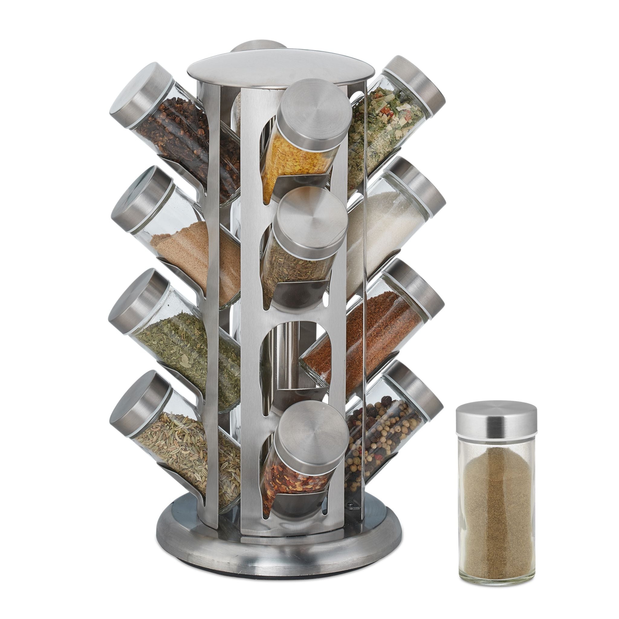 Gewürzkarussell mit 16 Gläsern Silber-Transparent von Relaxdays