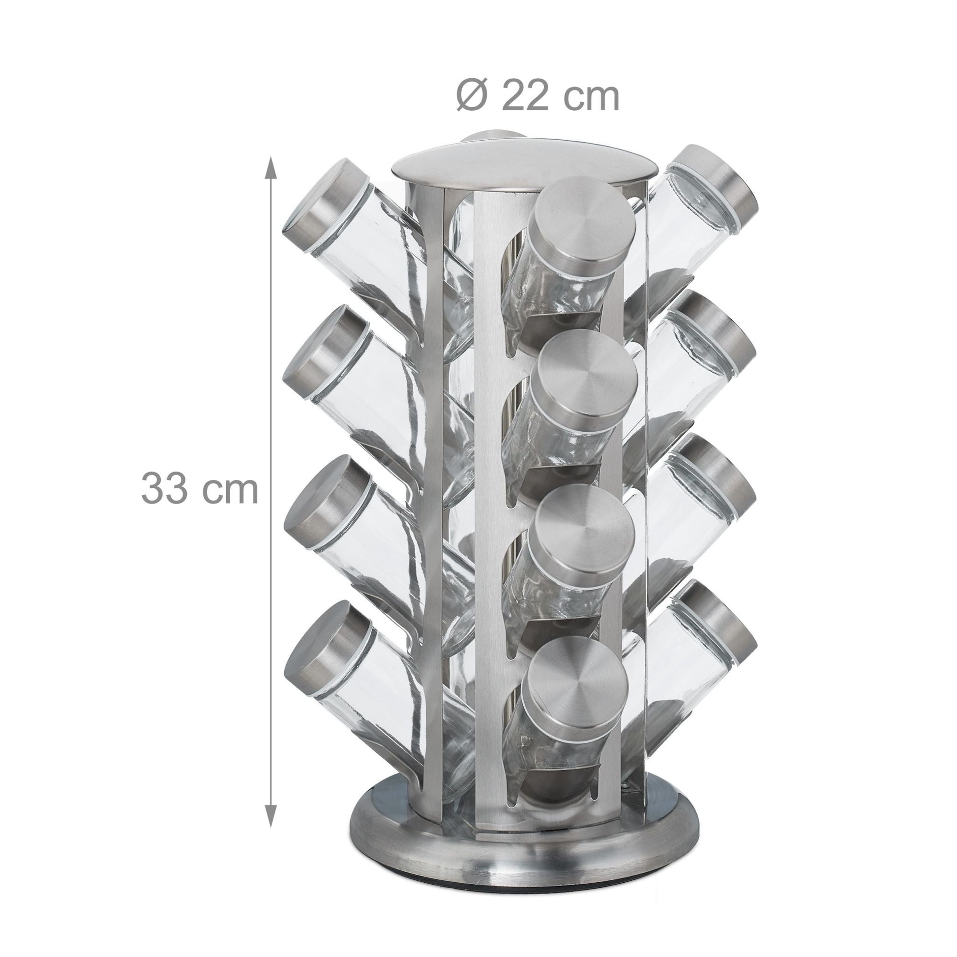 Gewürzkarussell mit 16 Gläsern Silber-Transparent von Relaxdays