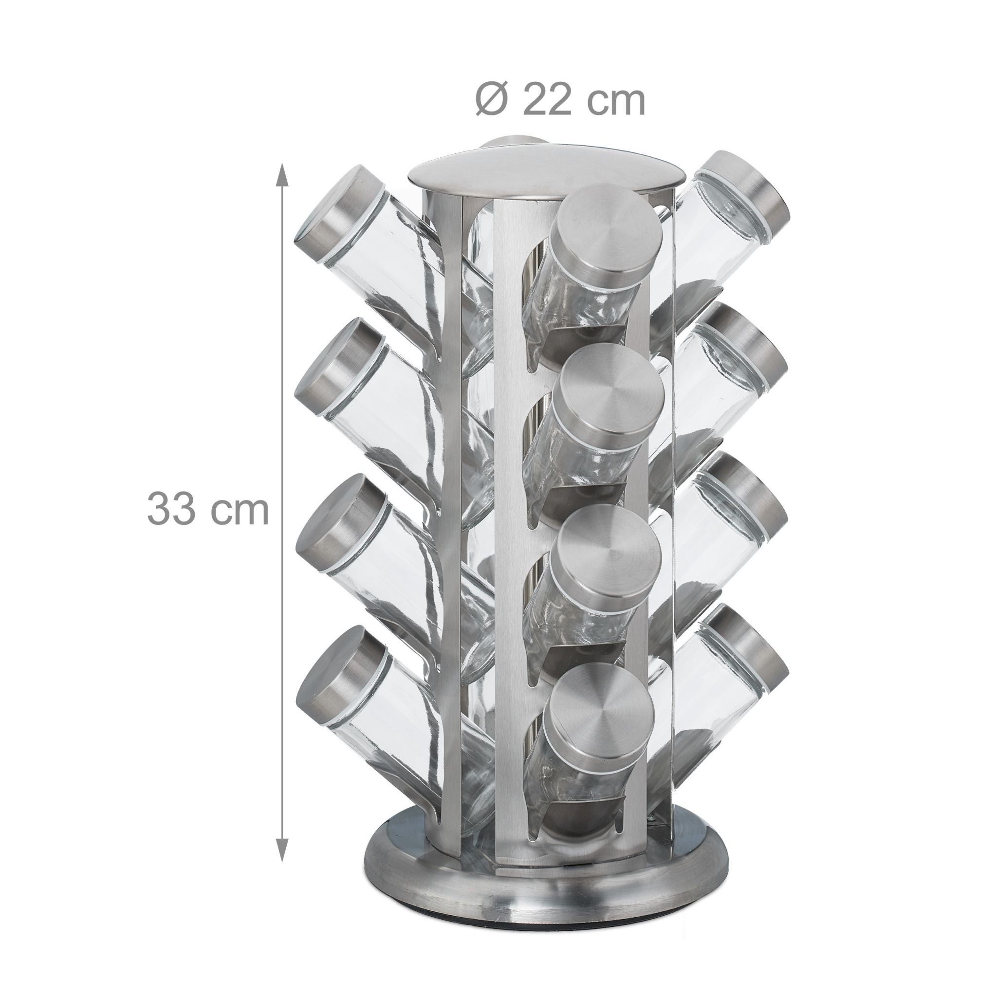 Gewürzkarussell mit 16 Gläsern Silber-Transparent von Relaxdays