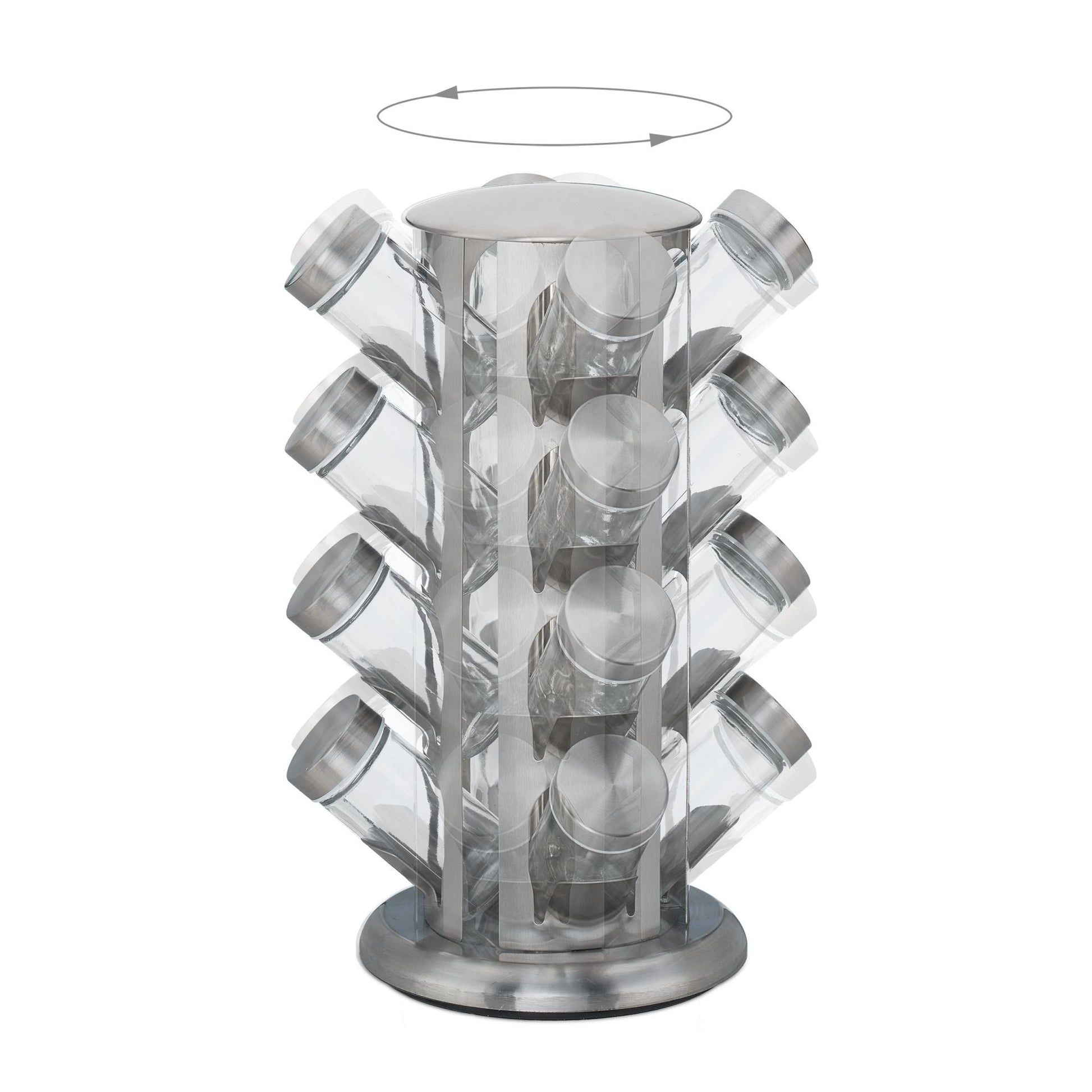 Gewürzkarussell mit 16 Gläsern Silber-Transparent von Relaxdays