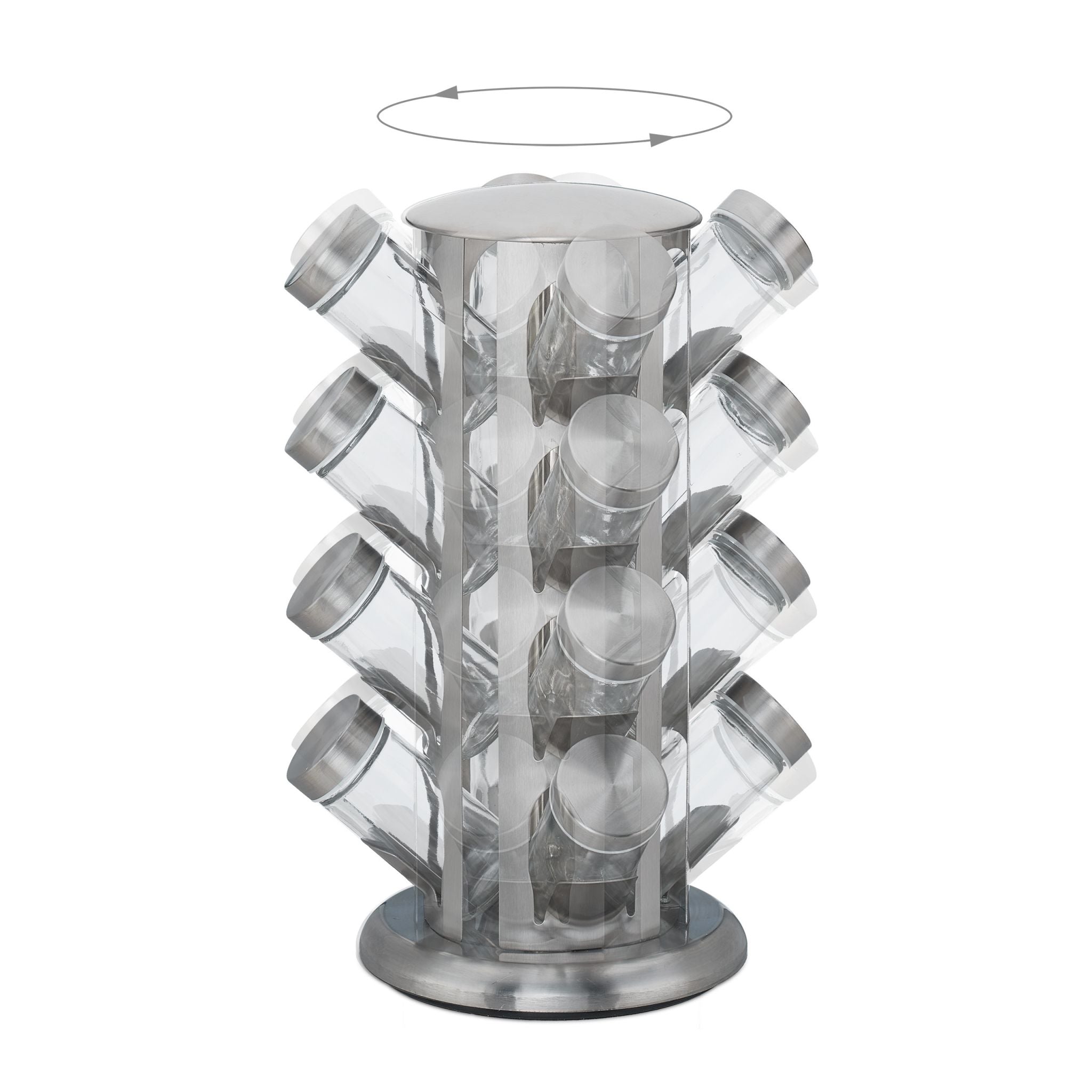 Gewürzkarussell mit 16 Gläsern Silber-Transparent von Relaxdays