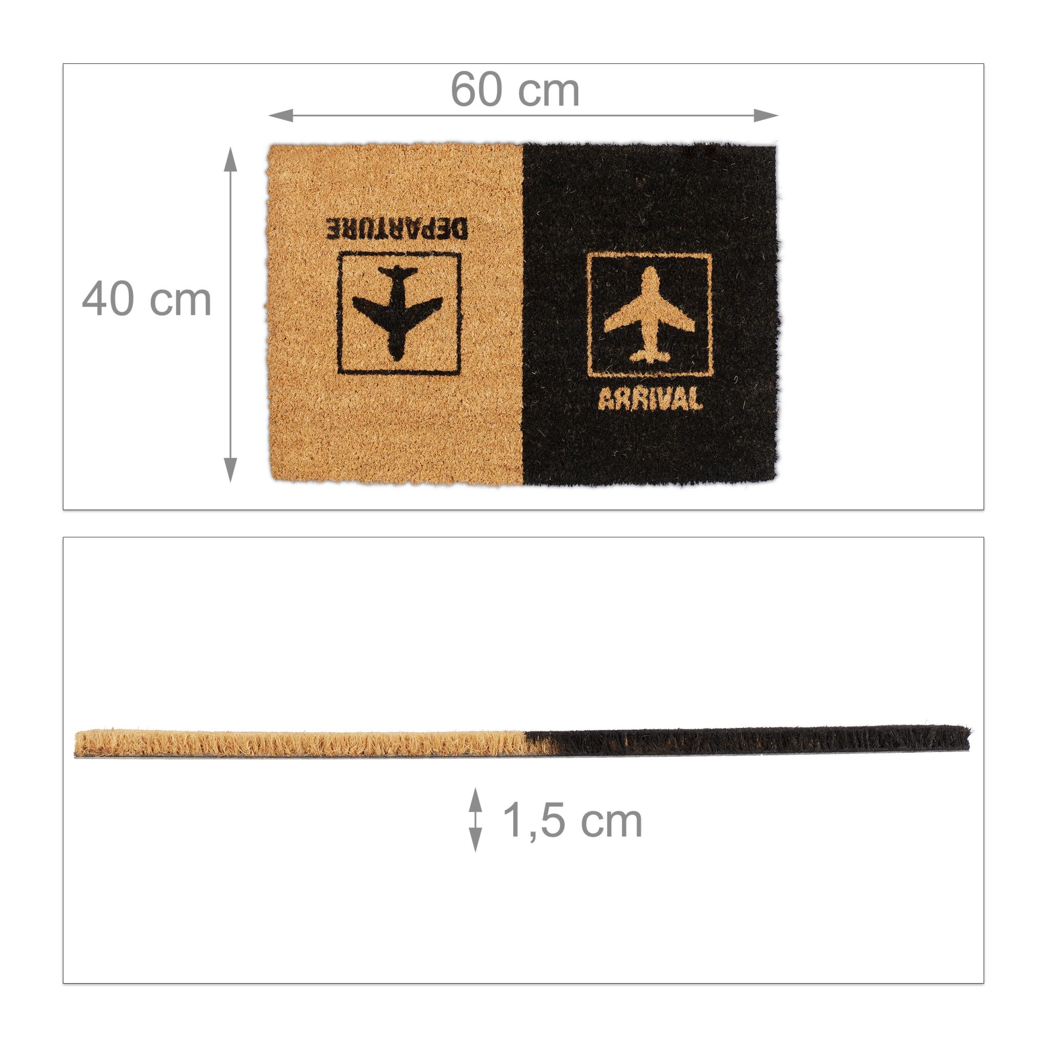 Fussmatte Kokos Arrival Departure Hellbraun-Schwarz von Relaxdays