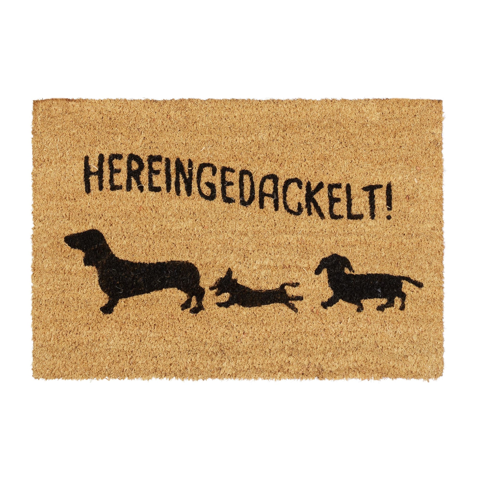 Fussmatte Kokos Hereingedackelt Hellbraun-Schwarz von Relaxdays