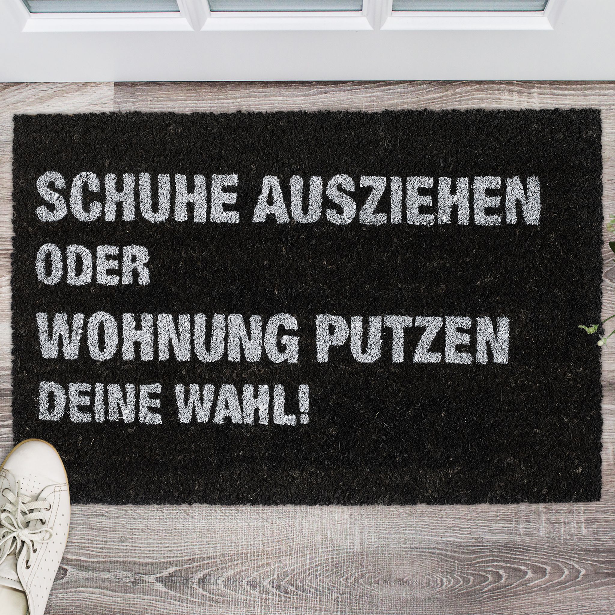 Fussmatte Kokos Wohnung putzen Weiss-Schwarz von Relaxdays