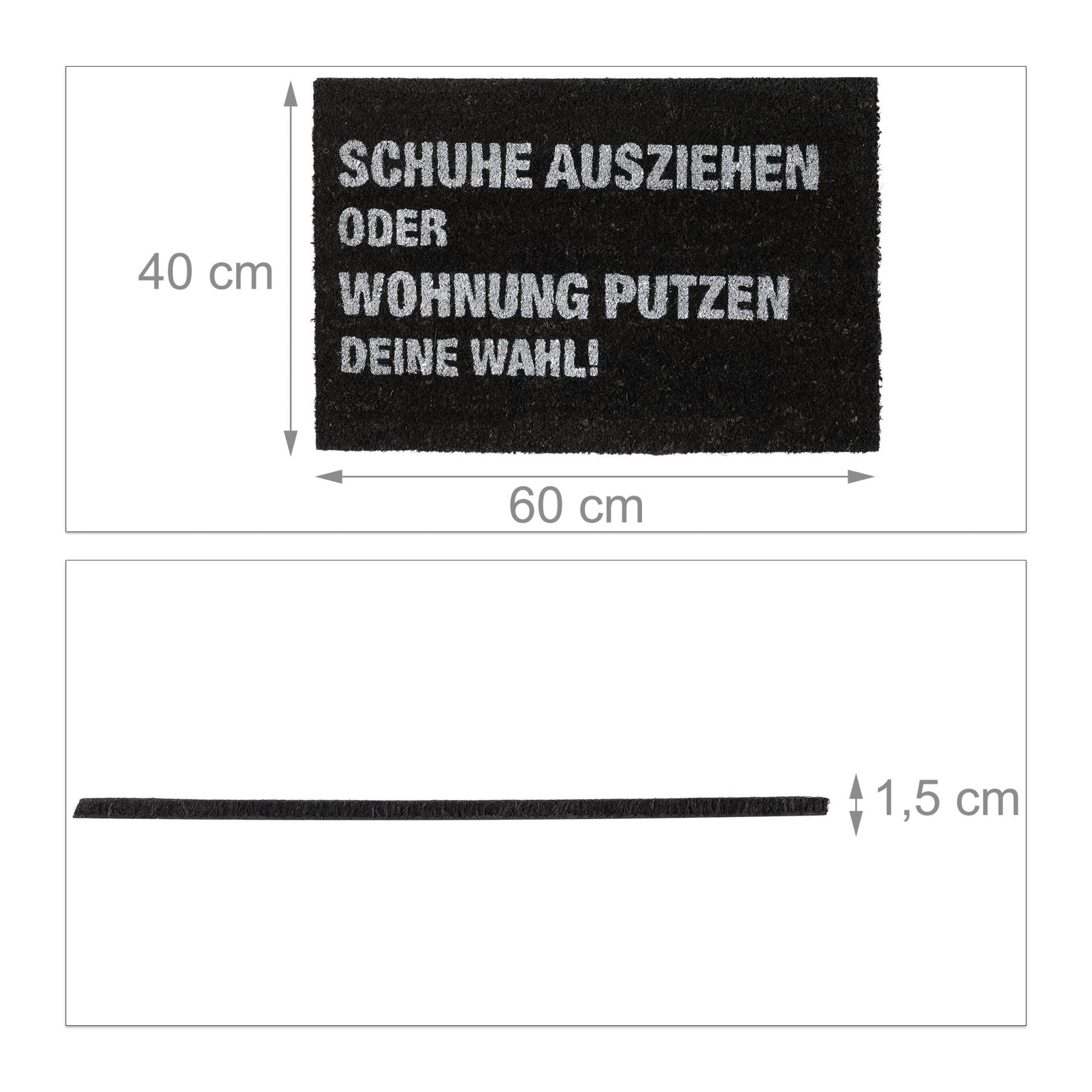 Fussmatte Kokos Wohnung putzen Weiss-Schwarz von Relaxdays
